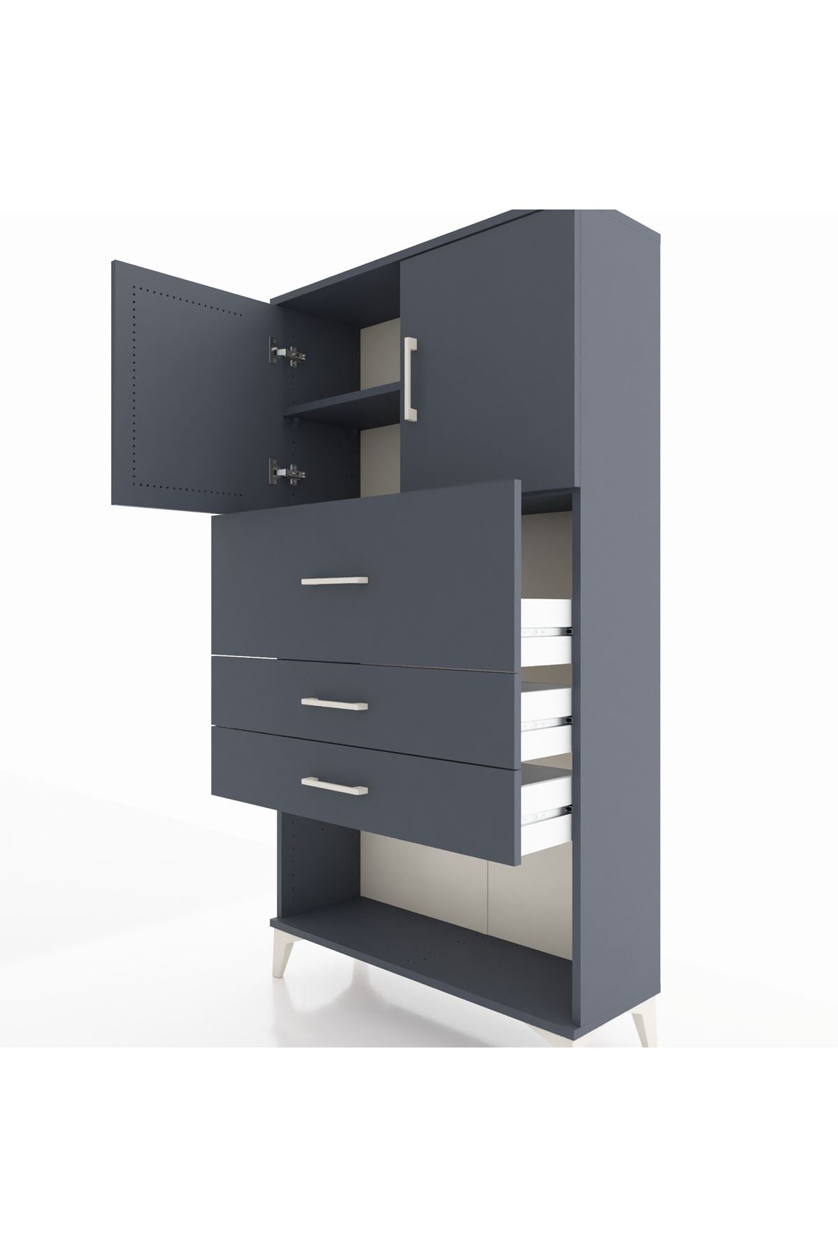 Arges Dolap 2 Raflı 3 Çekmeceli 2 Kapaklı 88x30x163 - S21M176V5A