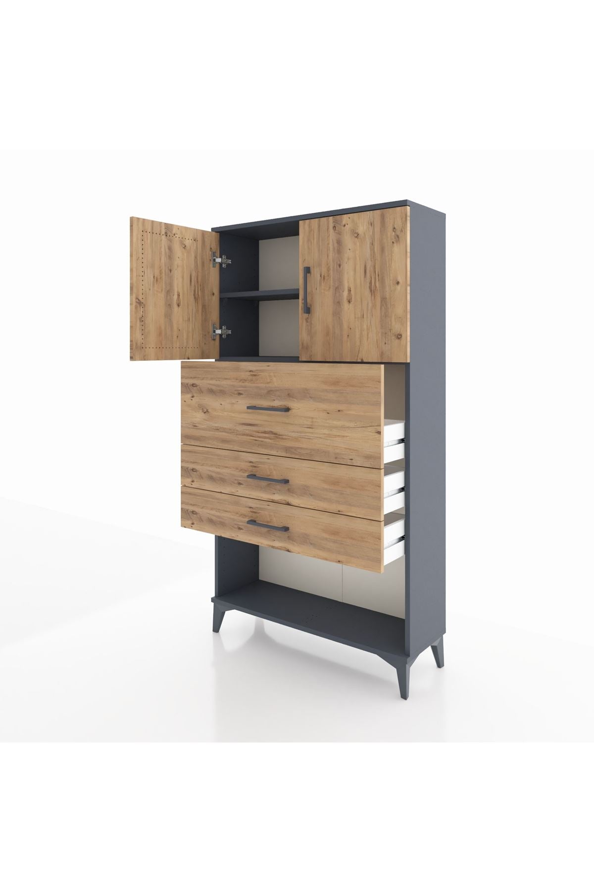 Arges Dolap 2 Raflı 3 Çekmeceli 2 Kapaklı 88x30x163 - S21M176V6A