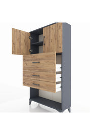 Arges Dolap 2 Raflı 3 Çekmeceli 2 Kapaklı 88x30x163 - S21M176V6A