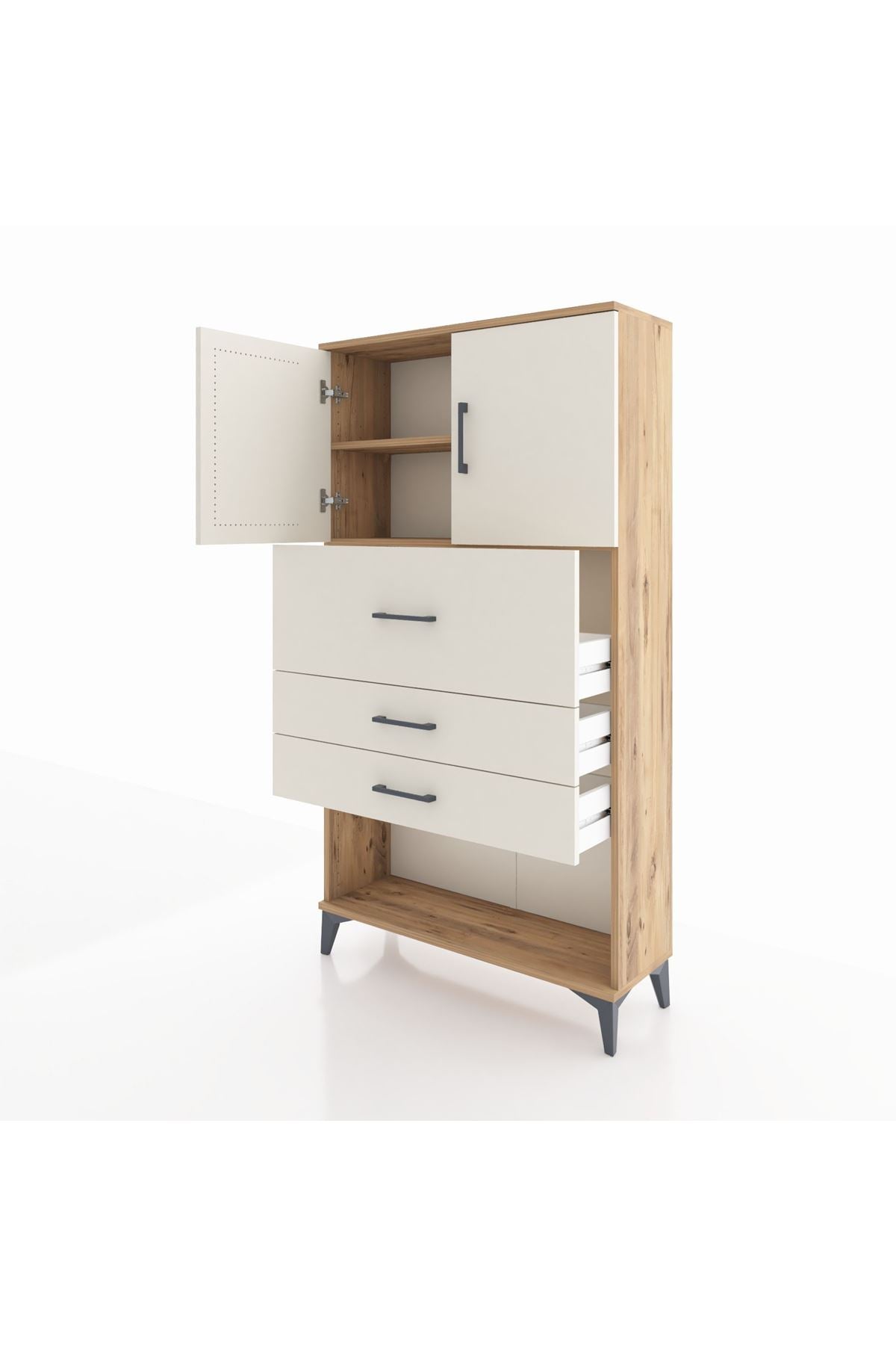 Arges Dolap 2 Raflı 3 Çekmeceli 2 Kapaklı 88x30x163 - S21M176V7A