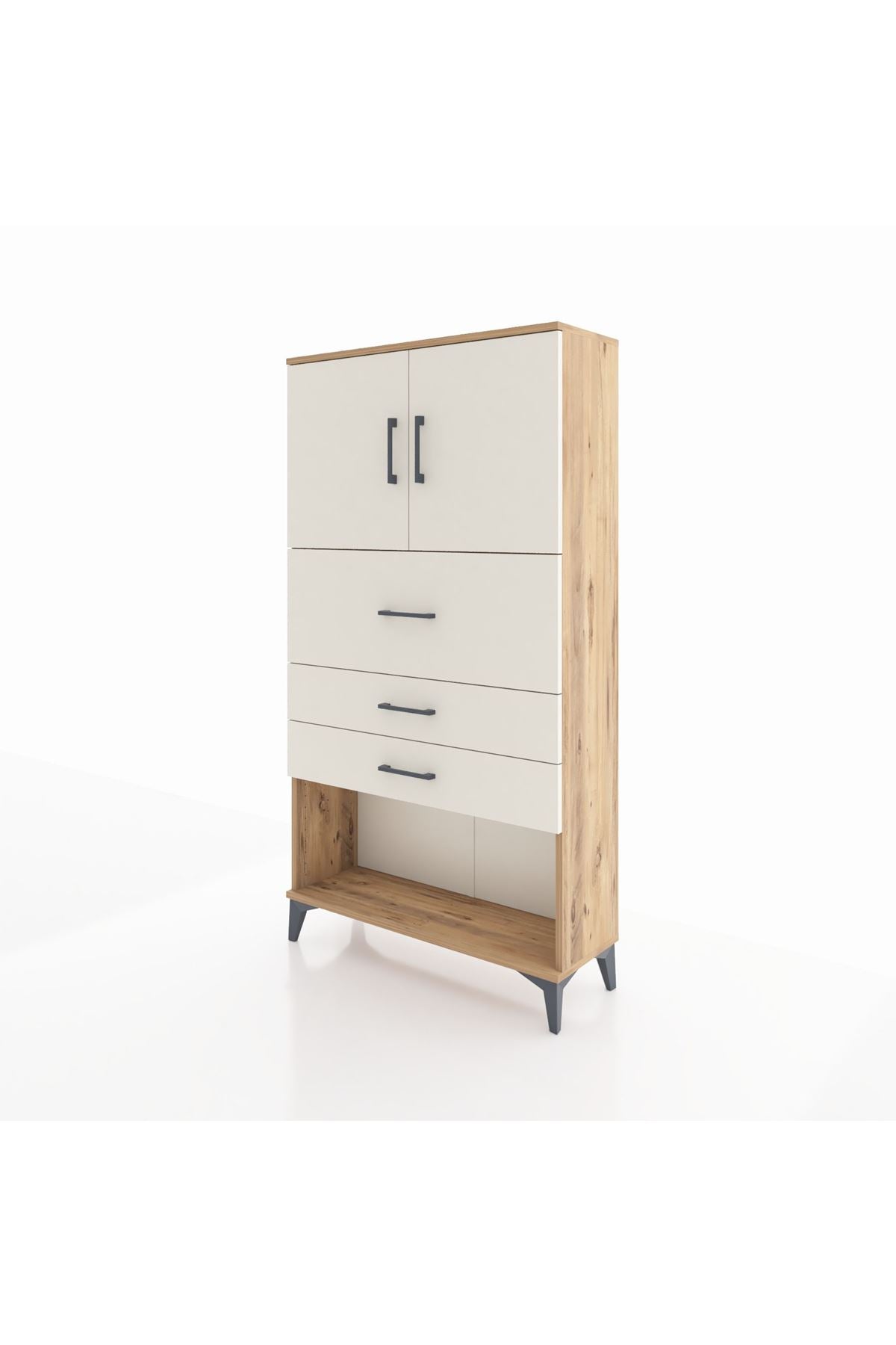 Arges Dolap 2 Raflı 3 Çekmeceli 2 Kapaklı 88x30x163 - S21M176V7A