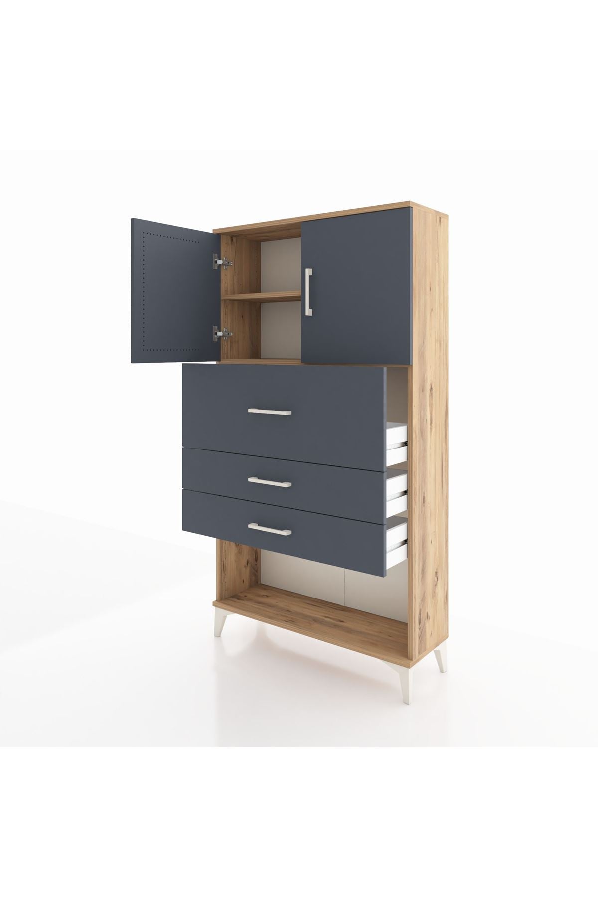 Arges Dolap 2 Raflı 3 Çekmeceli 2 Kapaklı 88x30x163 - S21M176V8A