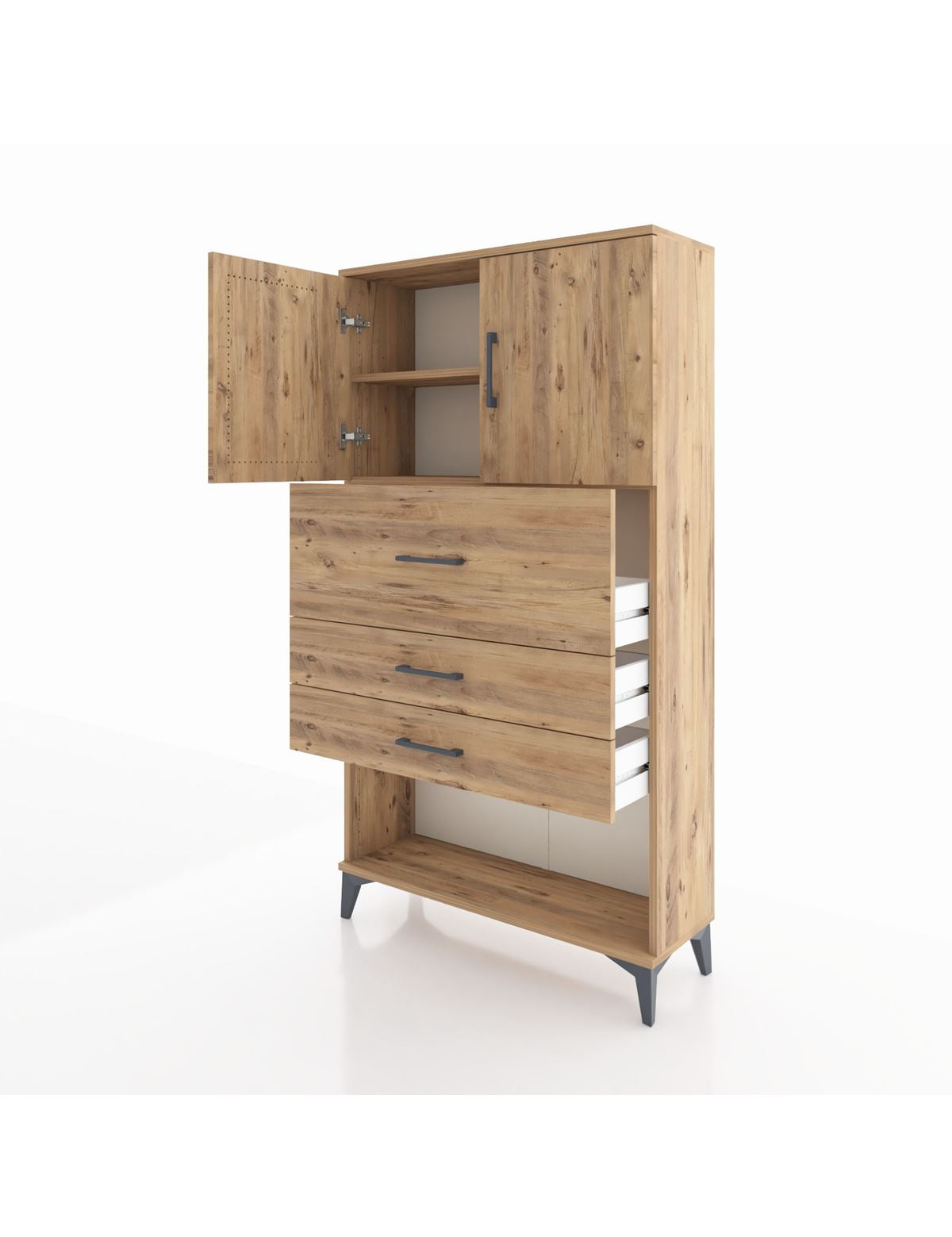 Arges Dolap 2 Raflı 3 Çekmeceli 2 Kapaklı 88x30x163 - S21M176V9A