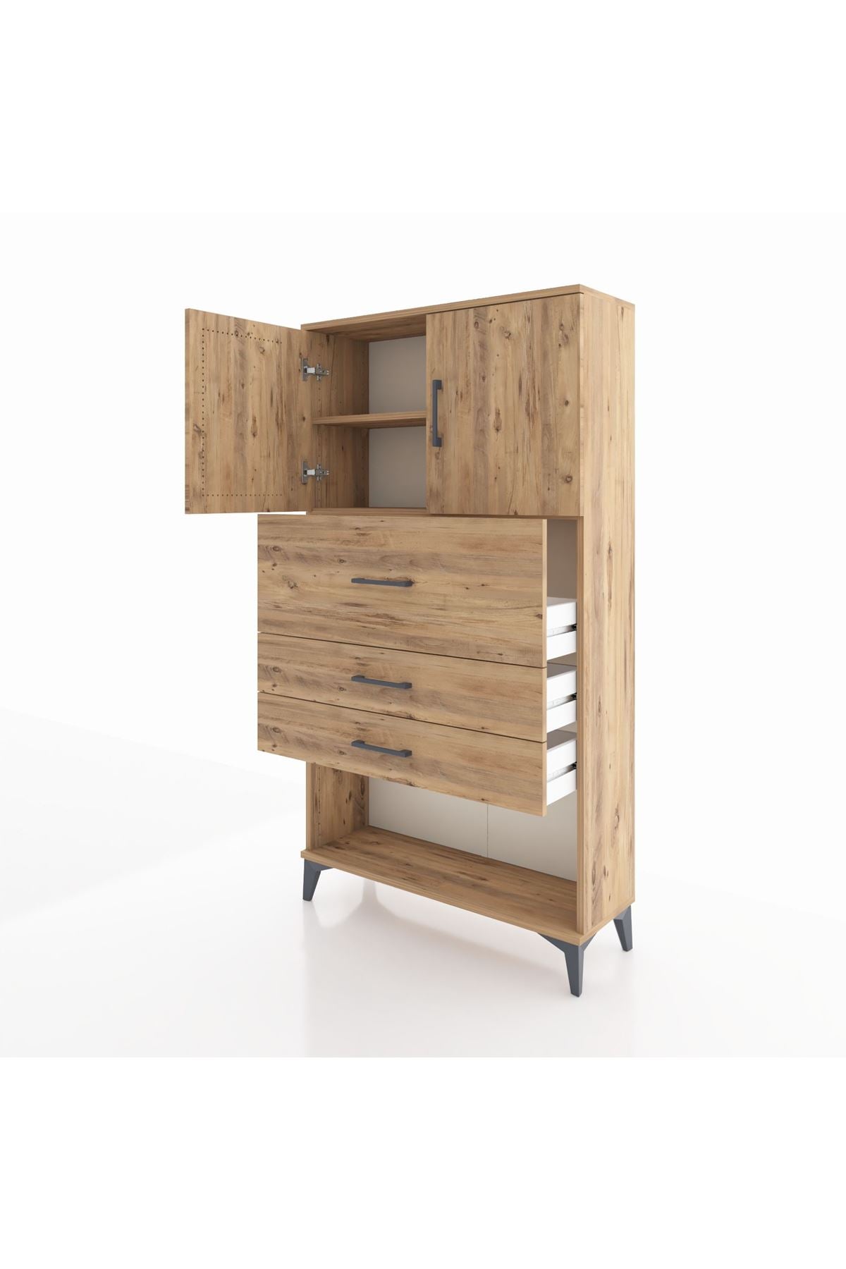 Arges Dolap 2 Raflı 3 Çekmeceli 2 Kapaklı 88x30x163 - S21M176V9A