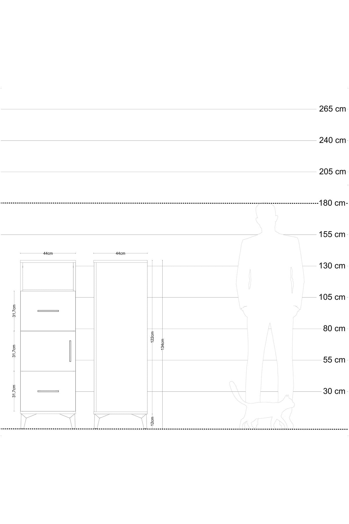 Hyperion Dolap Tek Raflı Tek Çekmeceli 60x44x134 - S50M002V5B