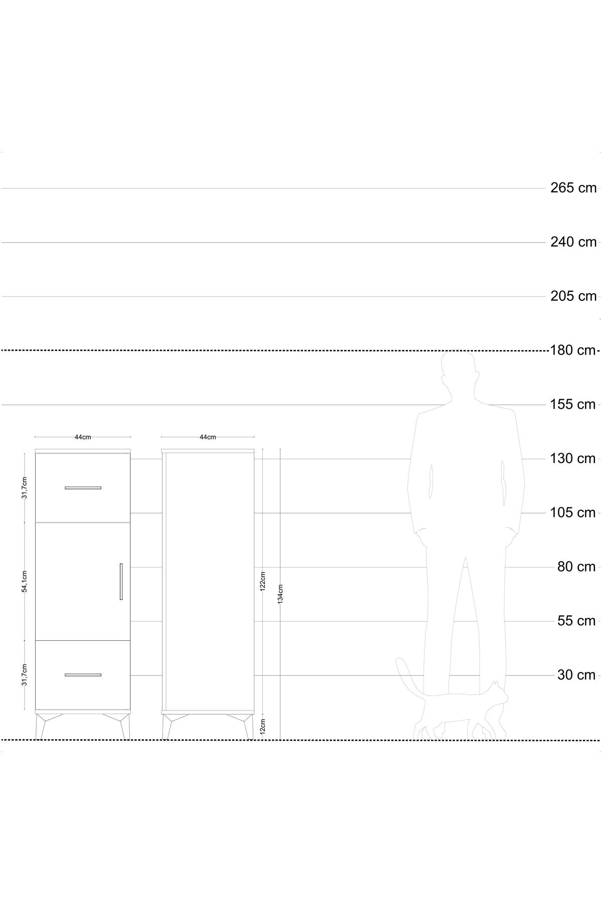 Hyperion Dolap Tek Raflı Tek Çekmeceli 60x44x134 - S50M003V7B