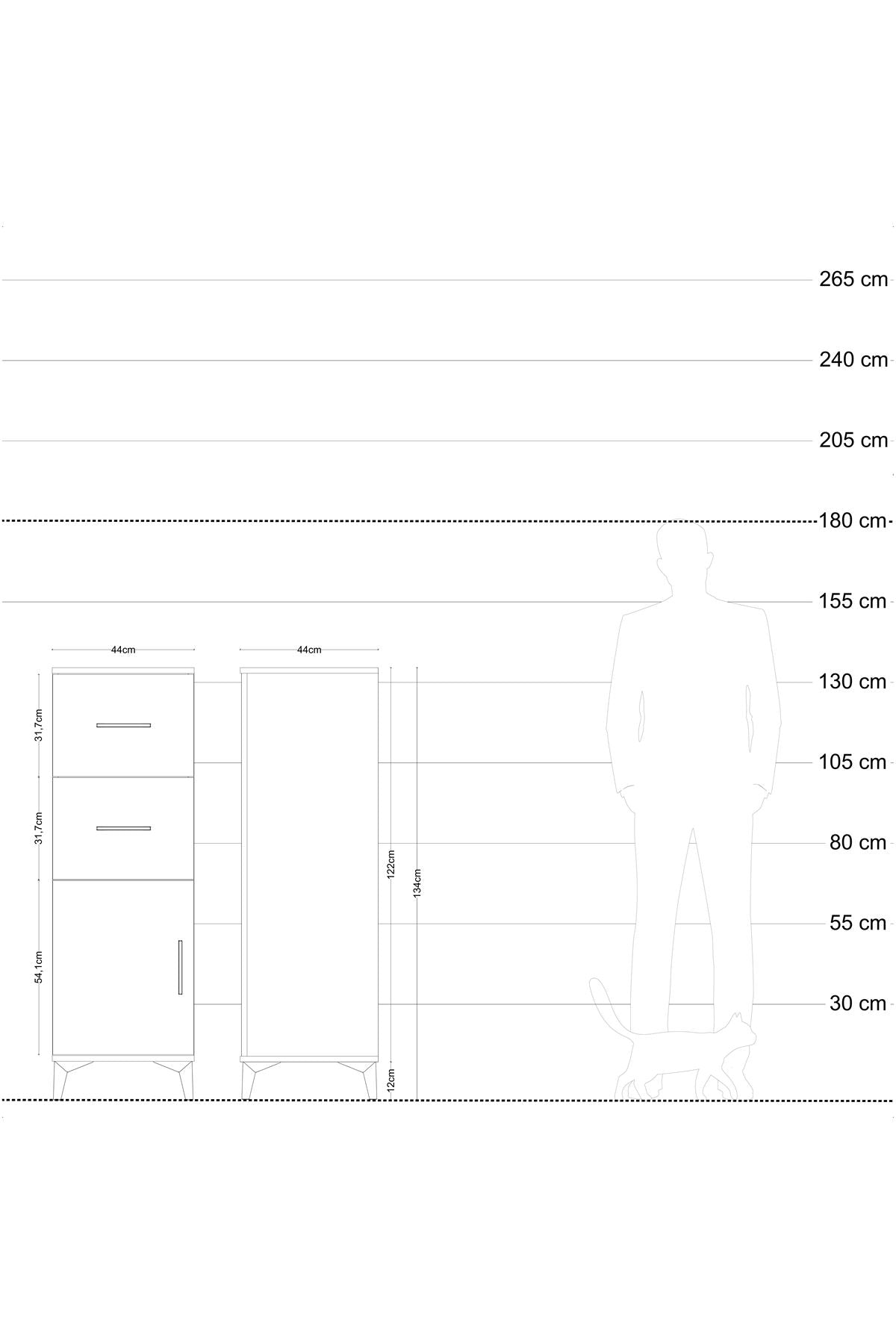 Hyperion Dolap 2 Raflı 3 Çekmeceli 60x44x134 - S50M005V5B