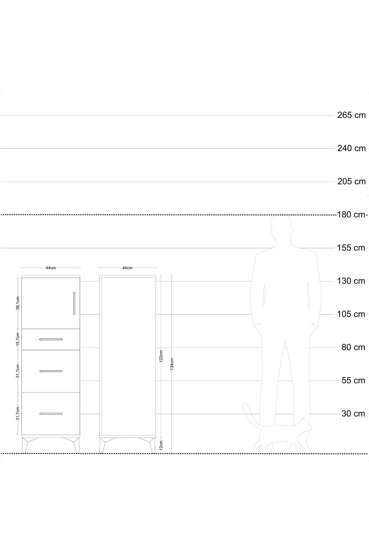 Hyperion Dolap 2 Raflı 3 Çekmeceli 60x44x134 - S50M006V8B