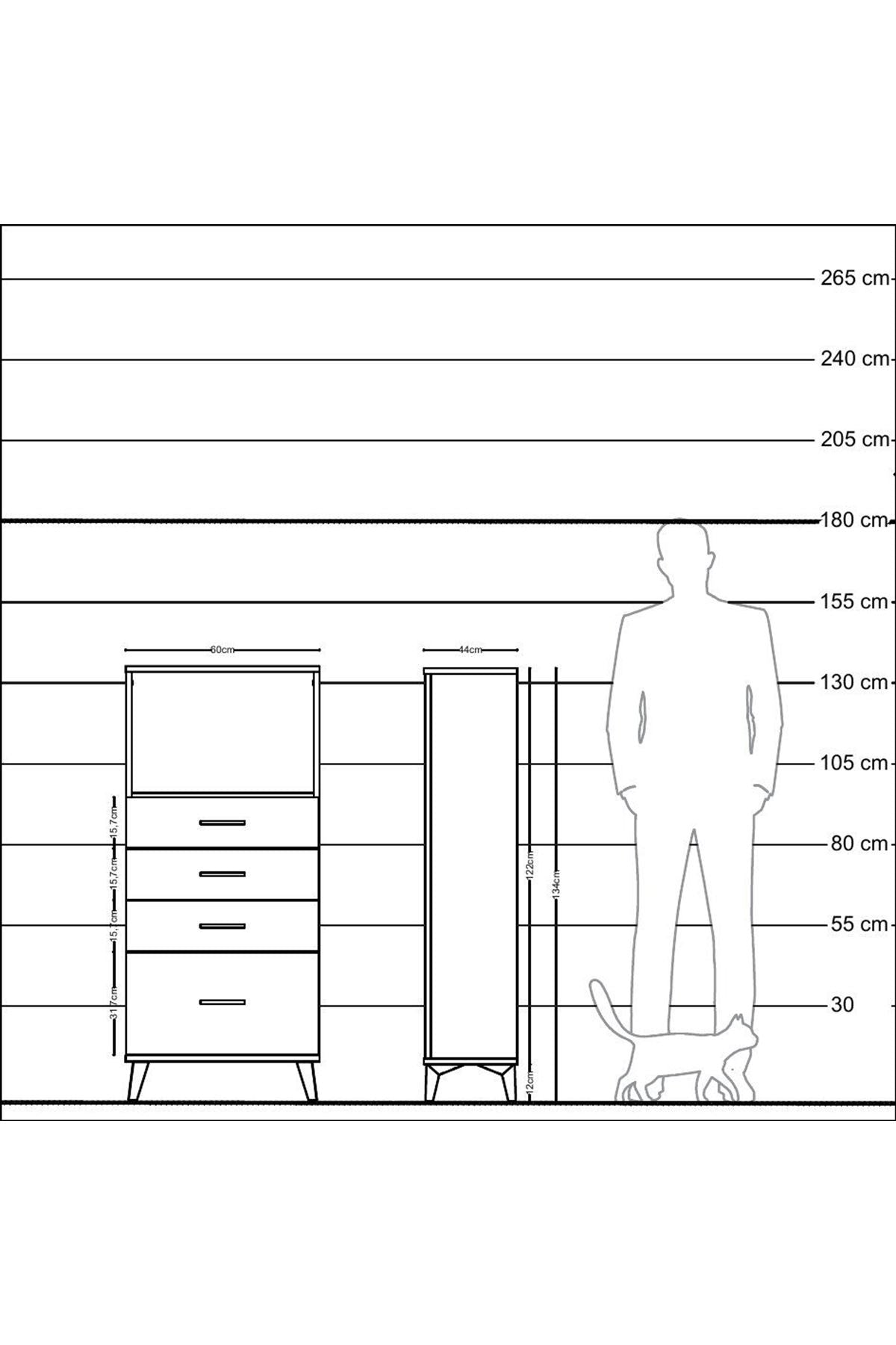 Hyperion Dolap Tek Raflı 4 Çekmeceli 60x44x134 - S50M008V1B
