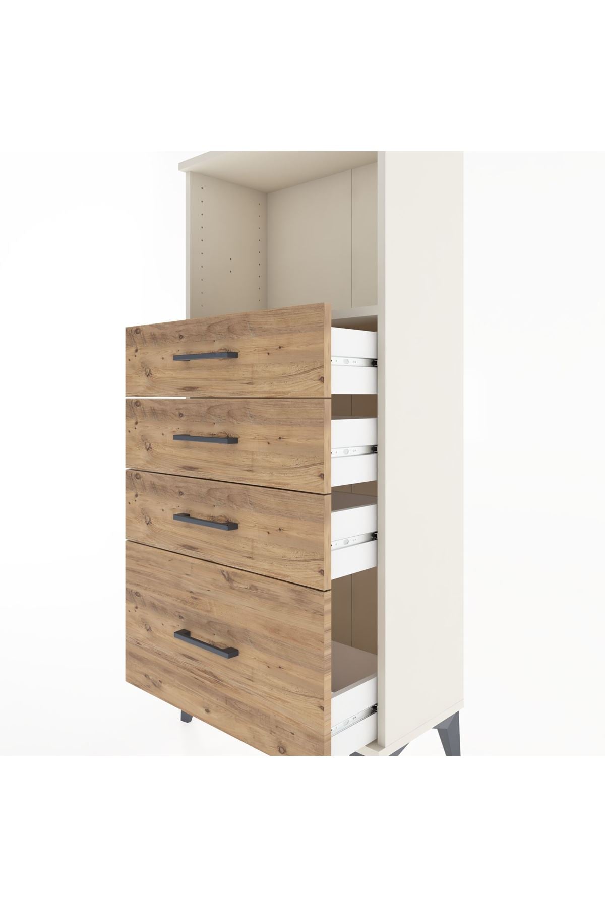 Hyperion Dolap Tek Raflı 4 Çekmeceli 60x44x134 - S50M008V3B
