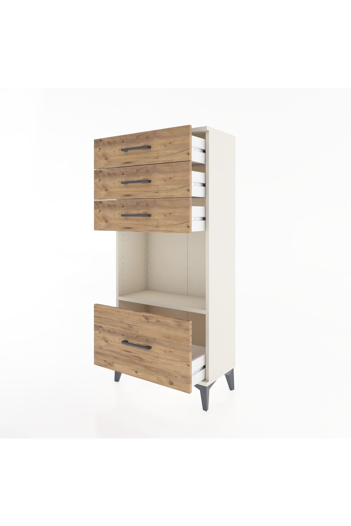 Hyperion Dolap Tek Raflı 4 Çekmeceli 60x44x134 - S50M009V3B