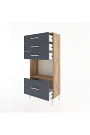 Hyperion Dolap Tek Raflı 4 Çekmeceli 60x44x134 - S50M009V8B