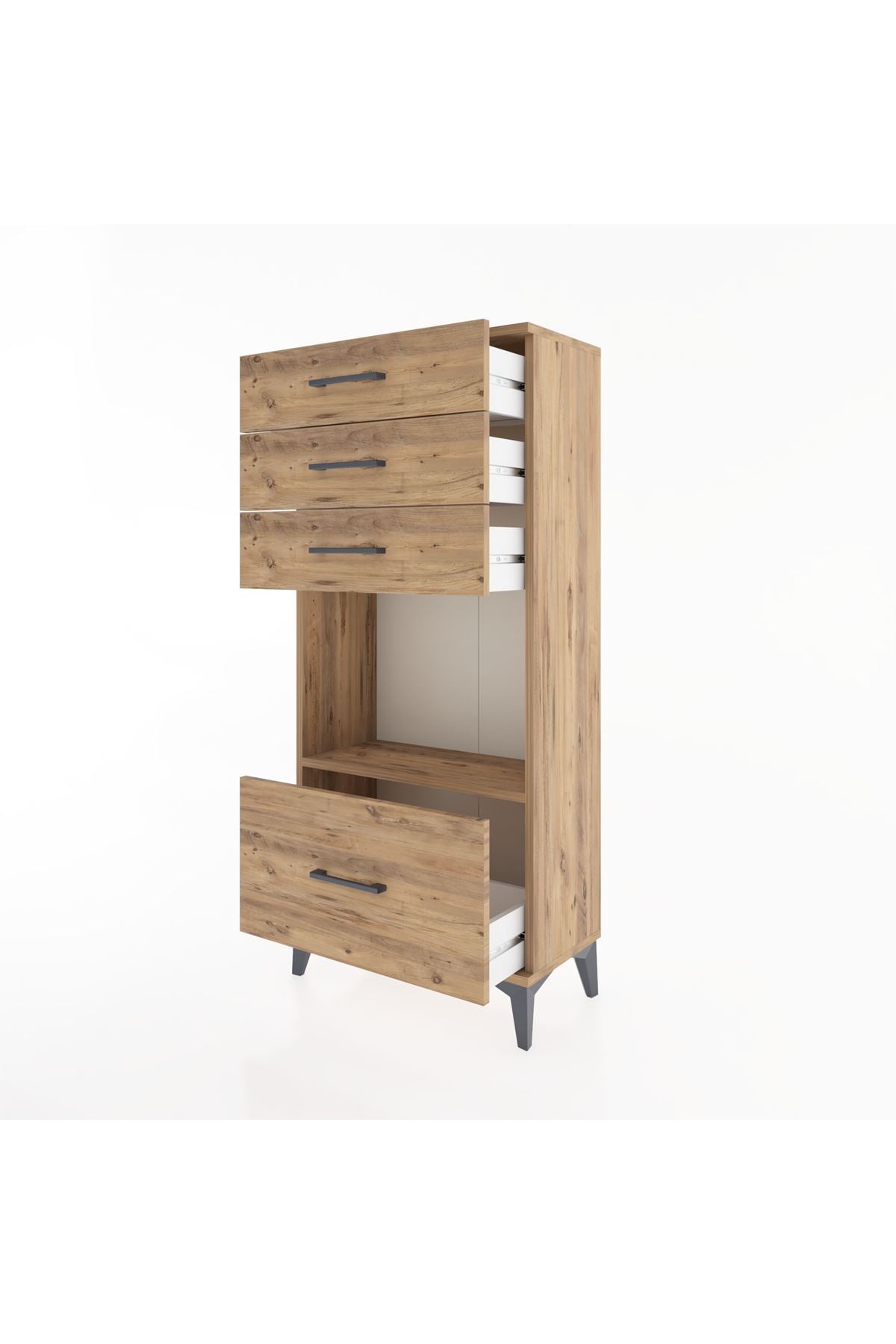 Hyperion Dolap Tek Raflı 4 Çekmeceli 60x44x134 - S50M009V9B
