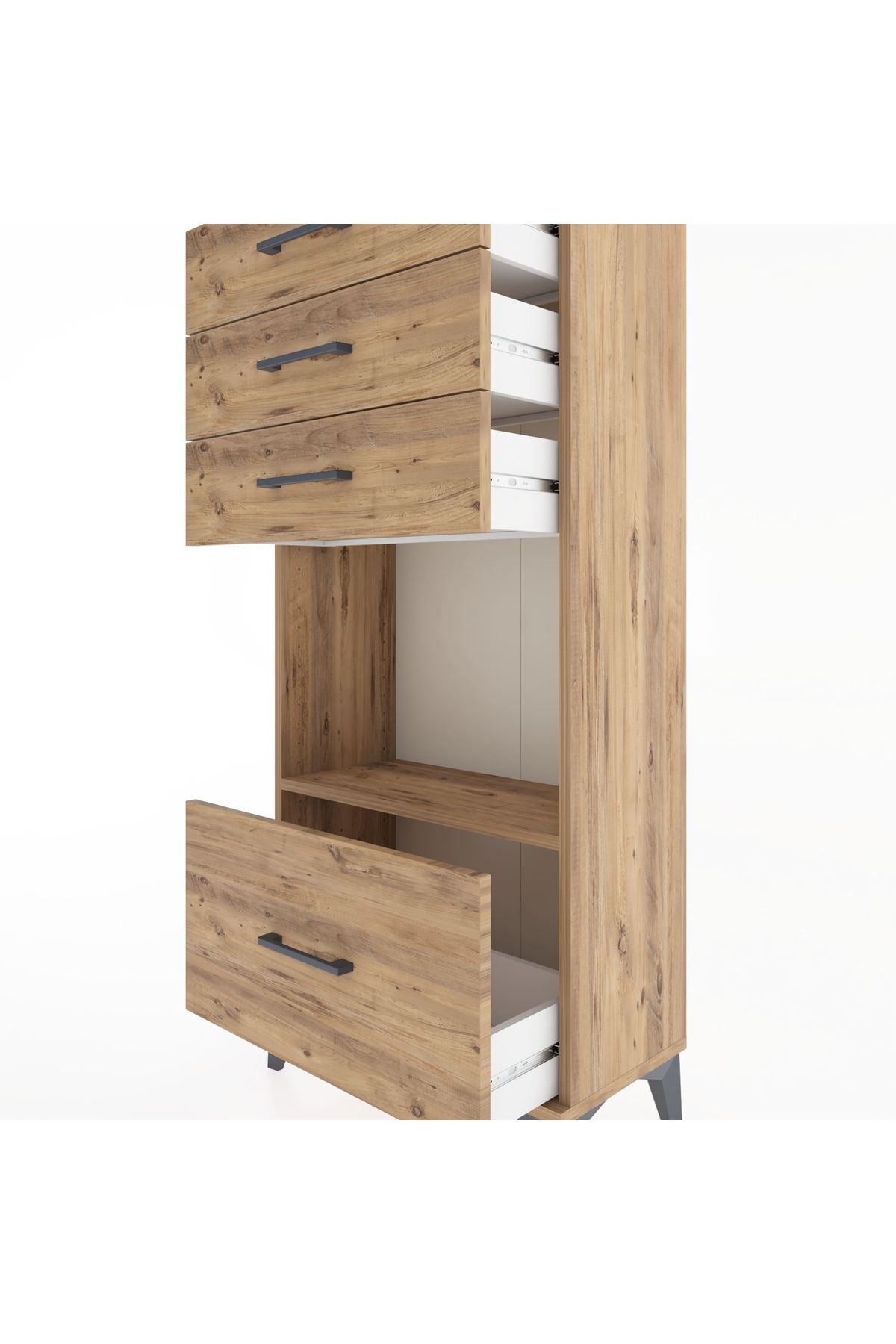 Hyperion Dolap Tek Raflı 4 Çekmeceli 60x44x134 - S50M009V9B