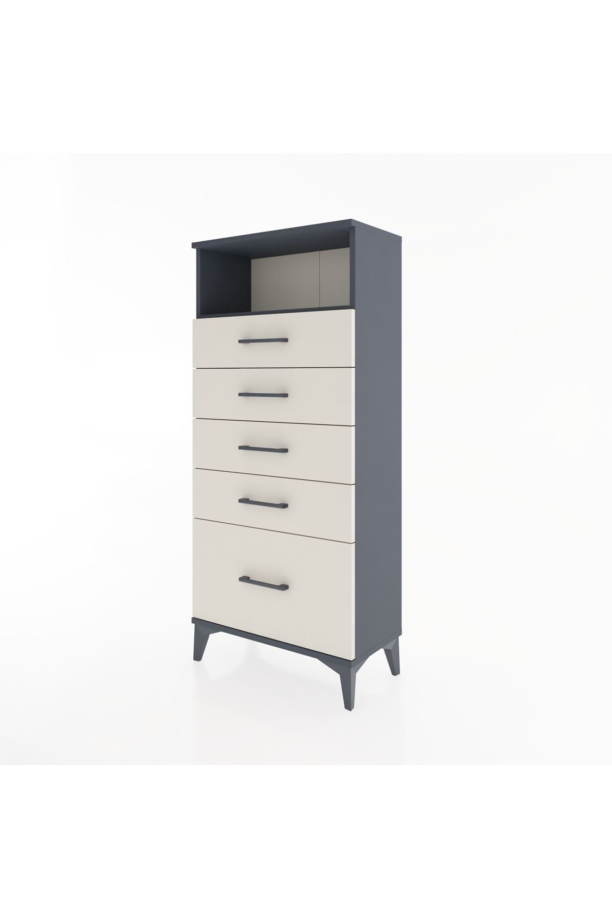 Hyperion Dolap Tek Raflı 5 Çekmeceli 60x44x134 - S50M010V4B