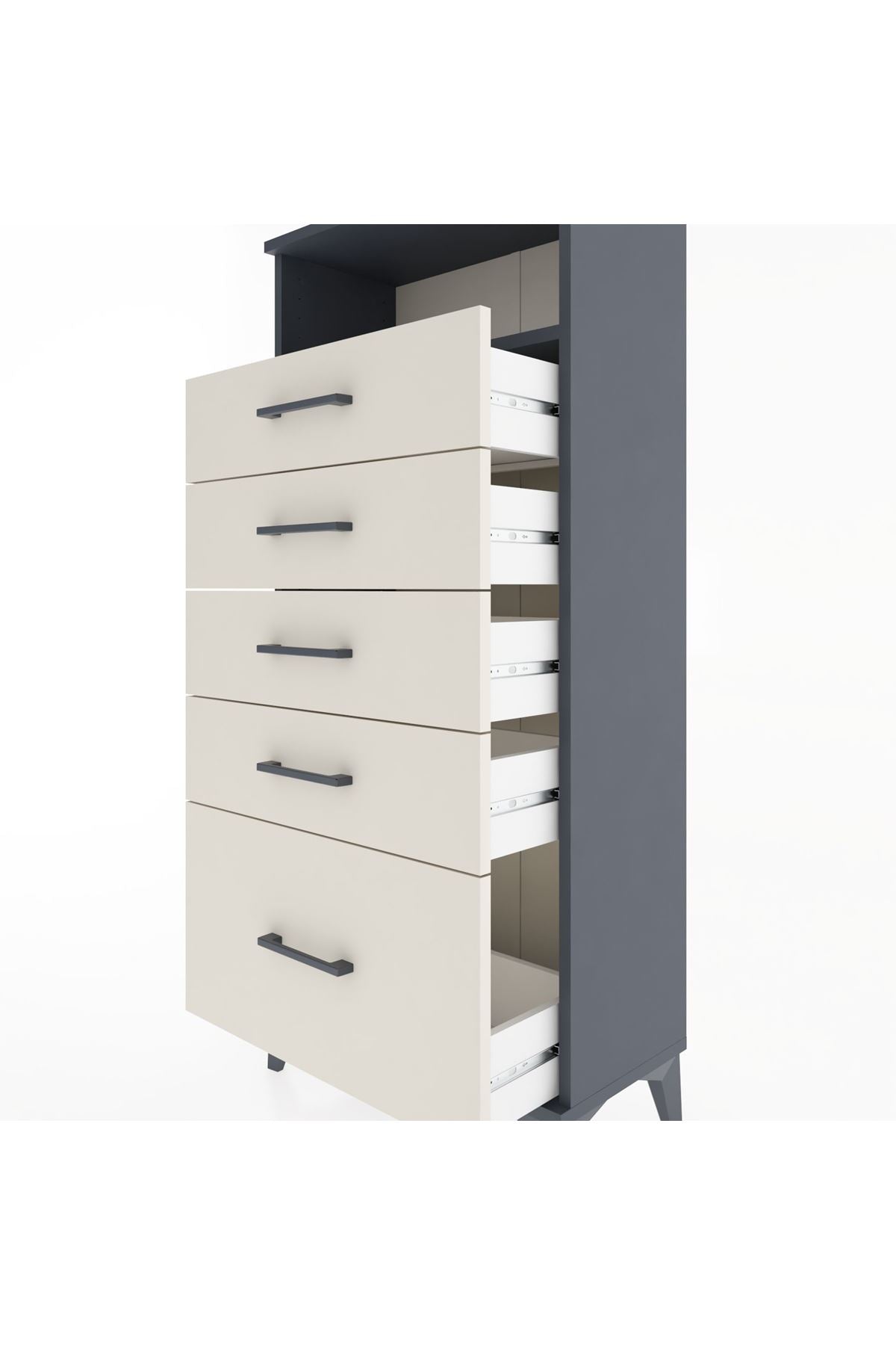 Hyperion Dolap Tek Raflı 5 Çekmeceli 60x44x134 - S50M010V4B