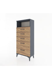 Hyperion Dolap Tek Raflı 5 Çekmeceli 60x44x134 - S50M010V6B