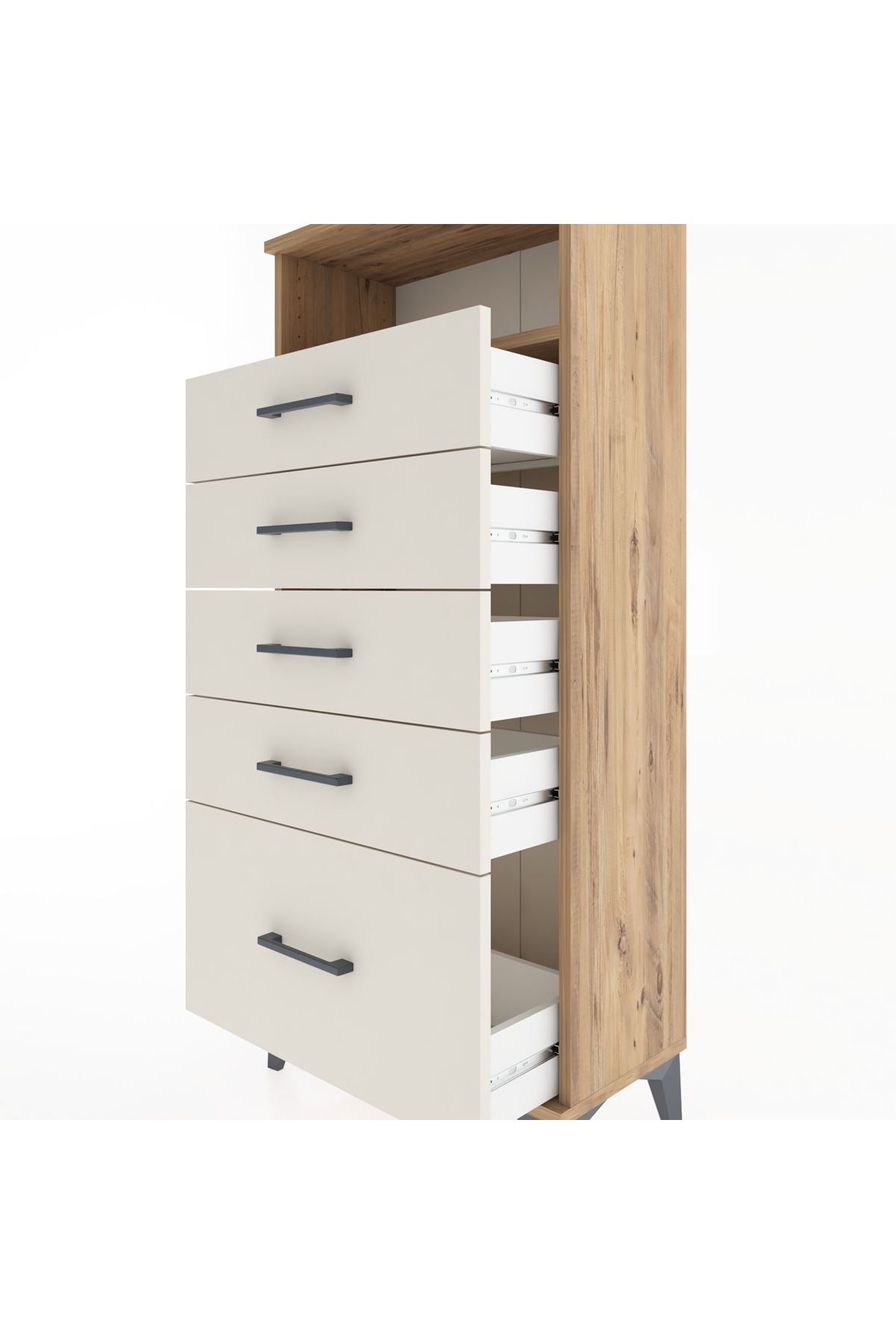 Hyperion Dolap Tek Raflı 5 Çekmeceli 60x44x134 - S50M010V7B