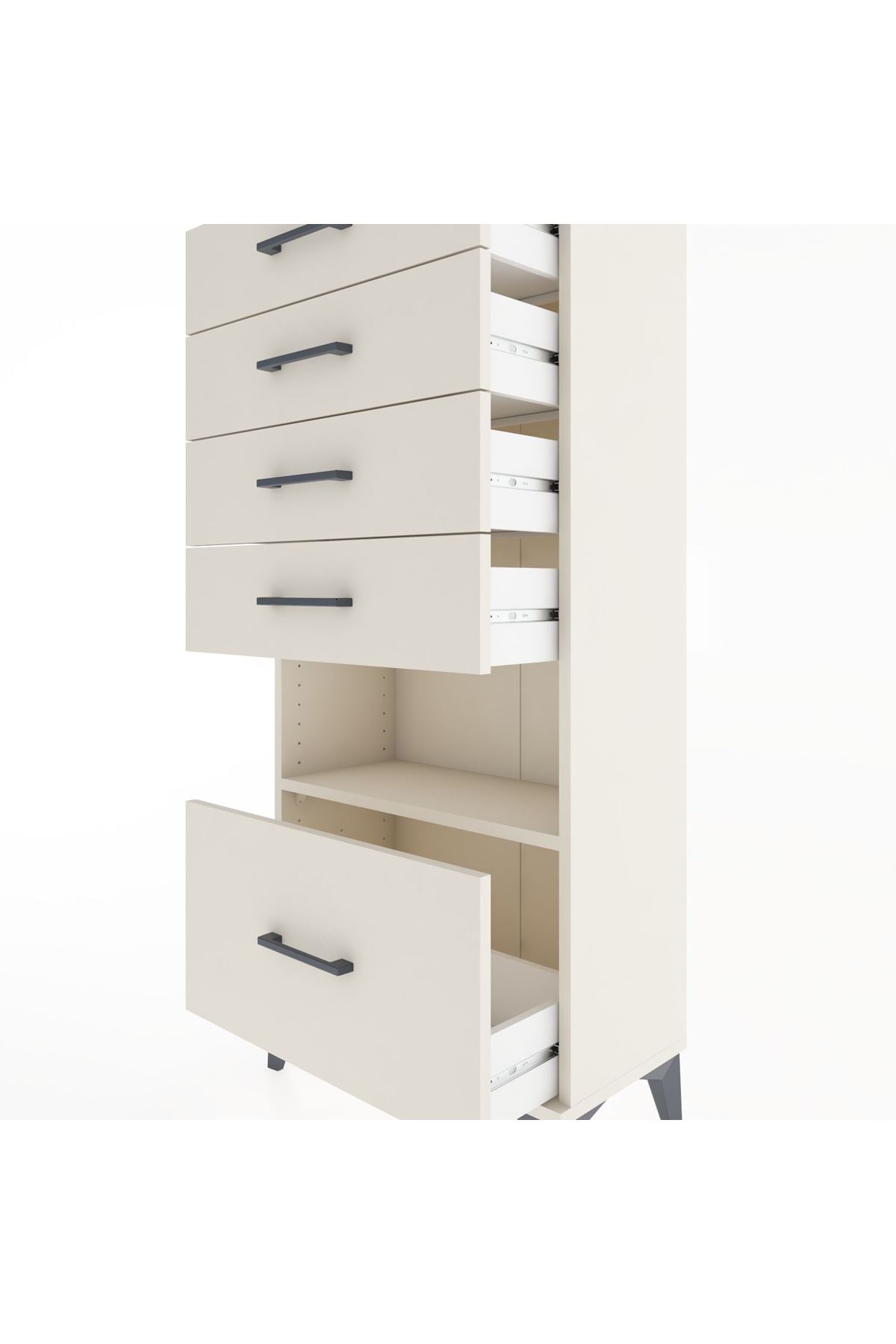 Hyperion Dolap Tek Raflı 5 Çekmeceli 60x44x134 - S50M011V1B