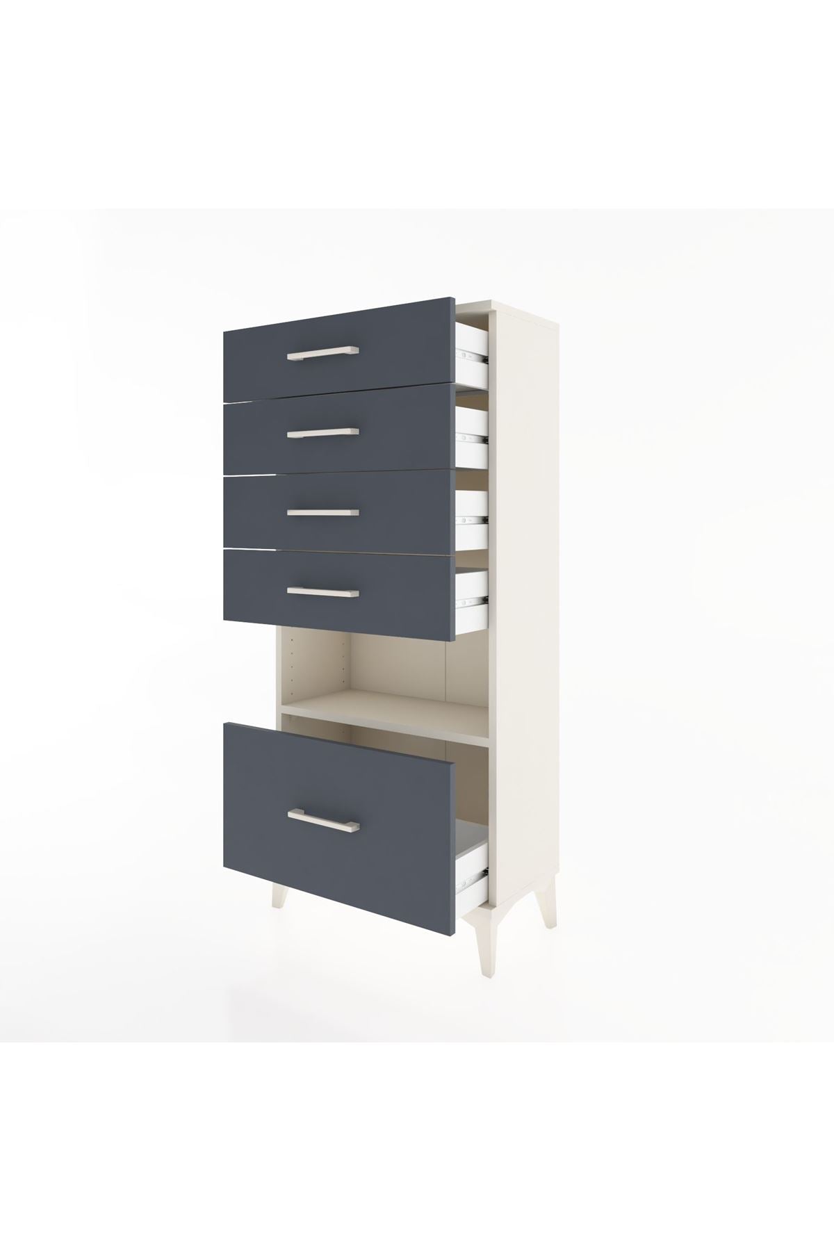 Hyperion Dolap Tek Raflı 5 Çekmeceli 60x44x134 - S50M011V2B