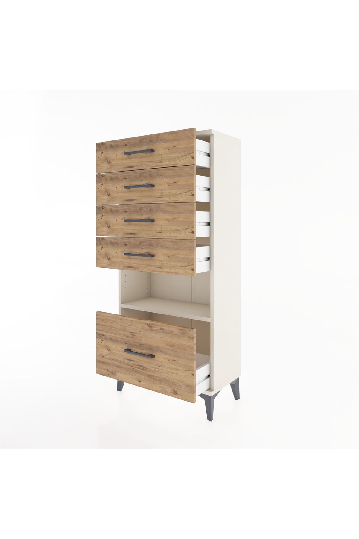 Hyperion Dolap Tek Raflı 5 Çekmeceli 60x44x134 - S50M011V3B