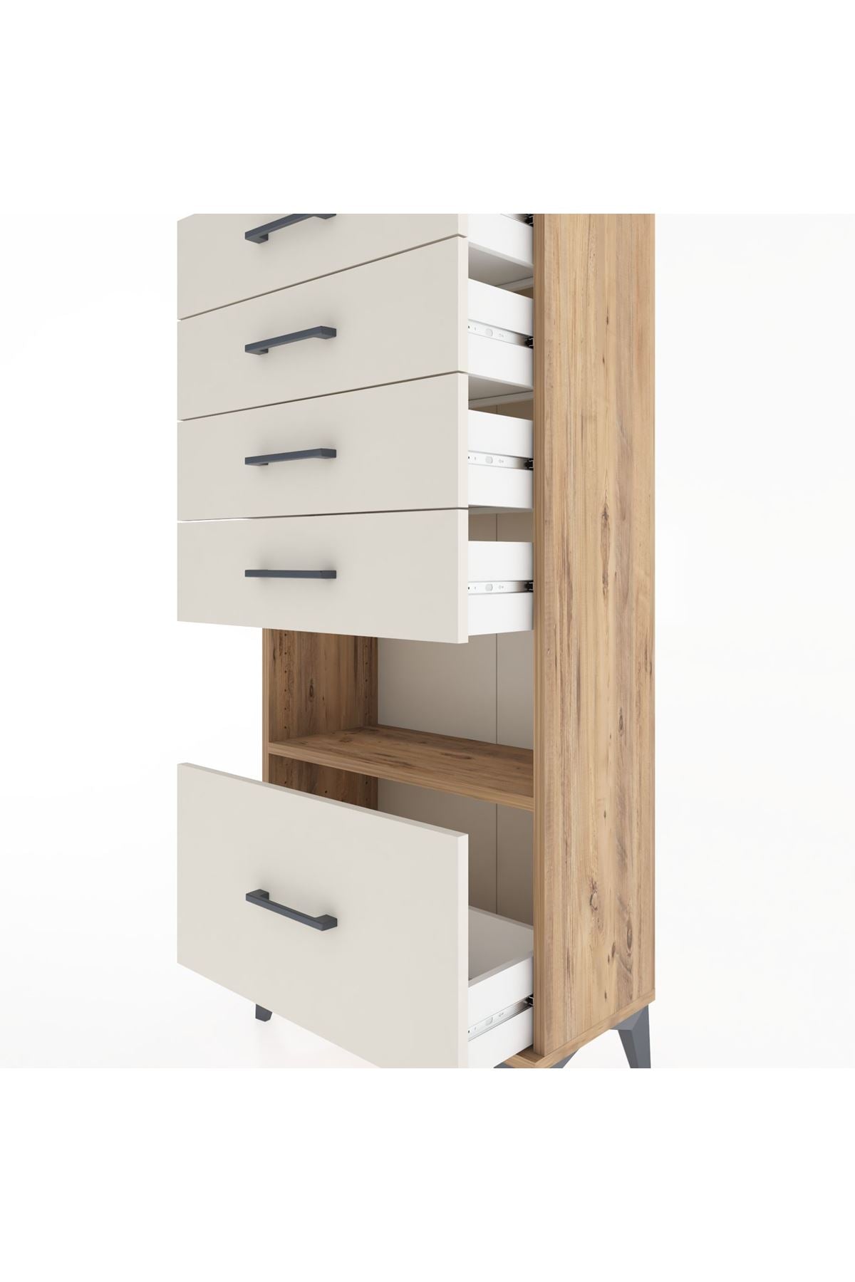 Hyperion Dolap Tek Raflı 5 Çekmeceli 60x44x134 - S50M011V7B