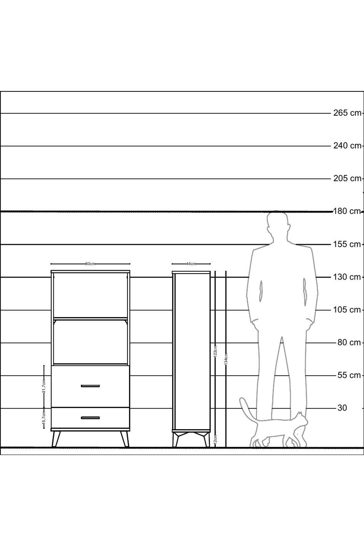 Hyperion Dolap 2 Raflı 2 Çekmeceli 60x44x134 - S50M012V8B