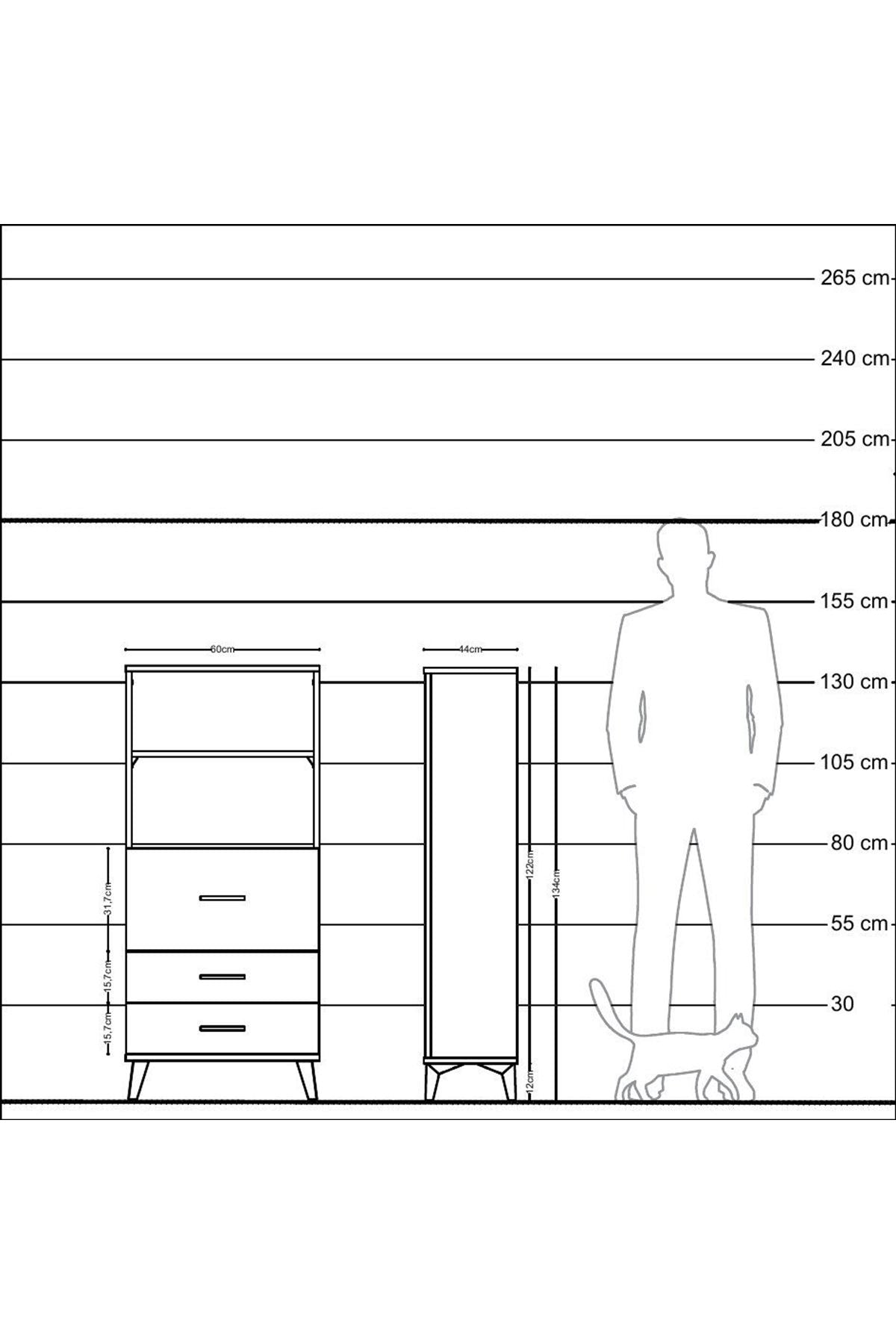 Hyperion Dolap 2 Raflı 3 Çekmeceli 60x44x134 - S50M013V4B
