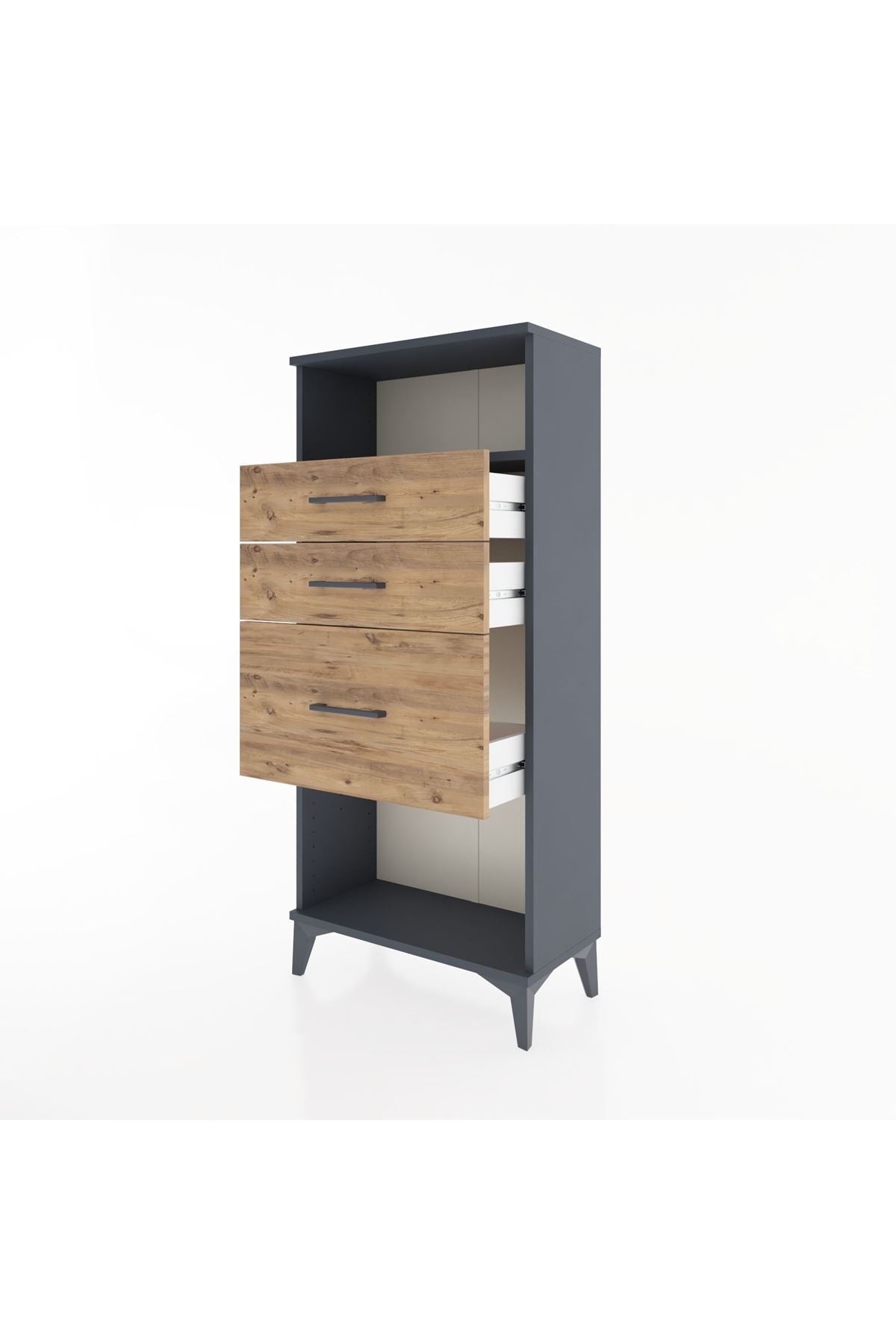 Hyperion Dolap Tek Raflı 3 Çekmeceli 60x44x134 - S50M014V6B