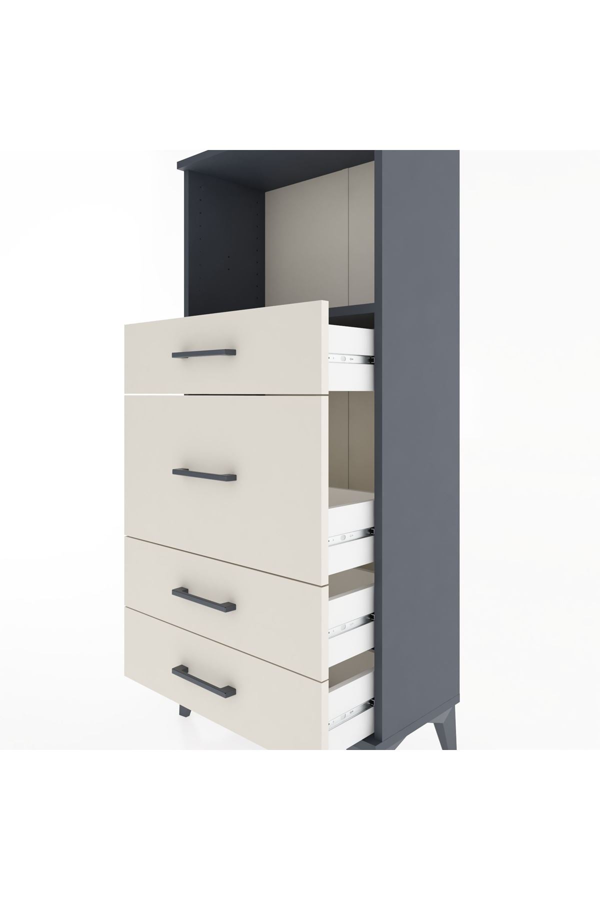 Hyperion Dolap Tek Raflı 4 Çekmeceli 60x44x134 - S50M016V4B