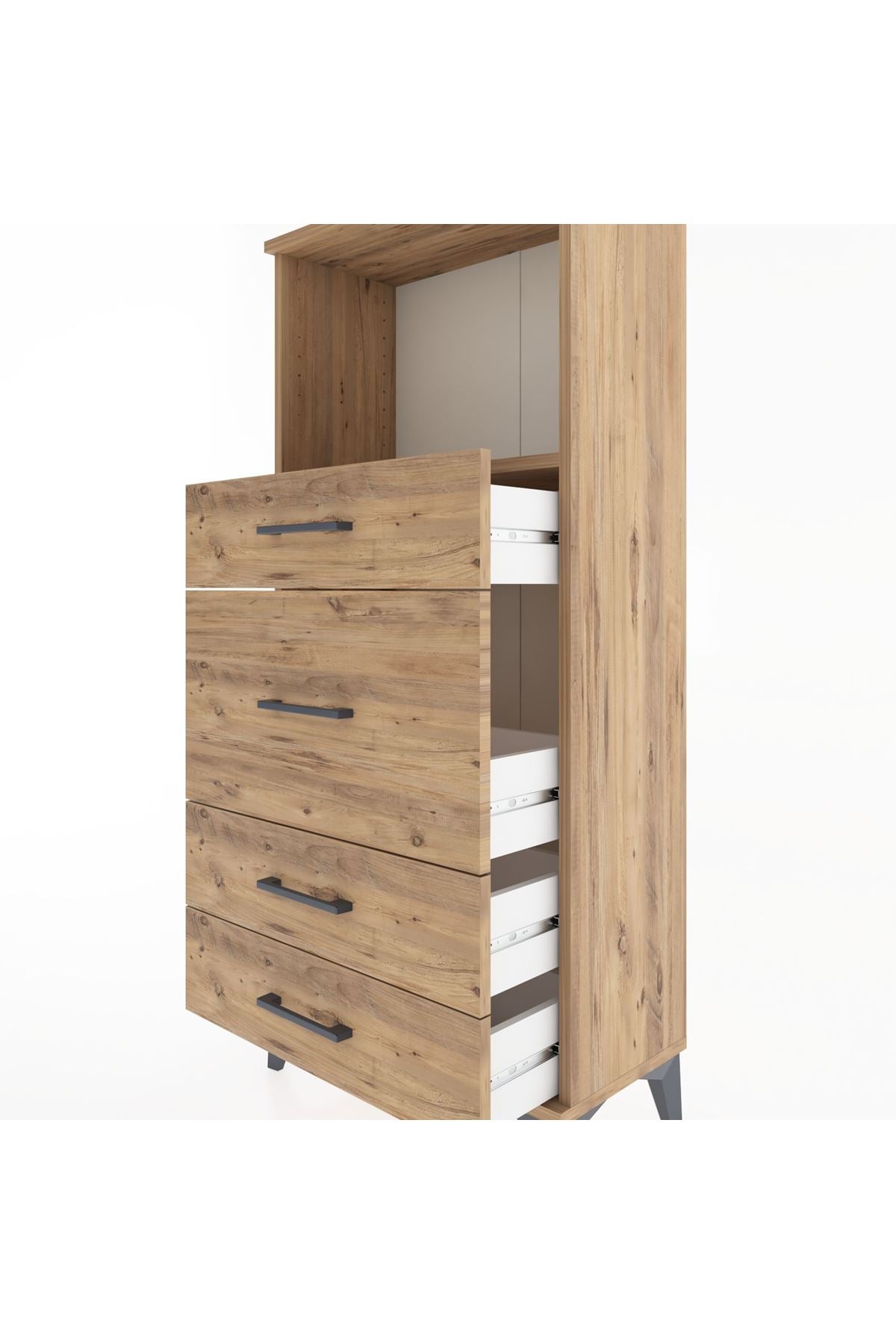 Hyperion Dolap Tek Raflı 4 Çekmeceli 60x44x134 - S50M016V9B
