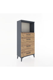 Hyperion Dolap Tek Raflı 4 Çekmeceli 60x44x134 - S50M017V6B