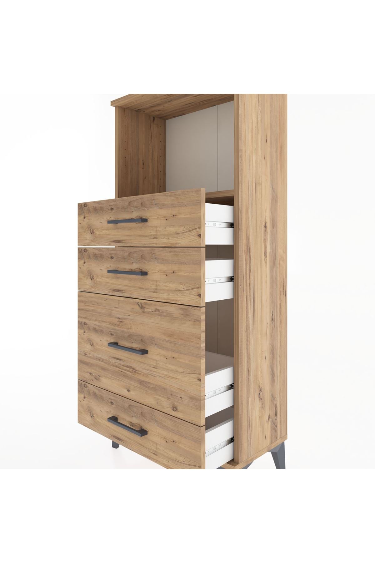 Hyperion Dolap Tek Raflı 4 Çekmeceli 60x44x134 - S50M017V9B