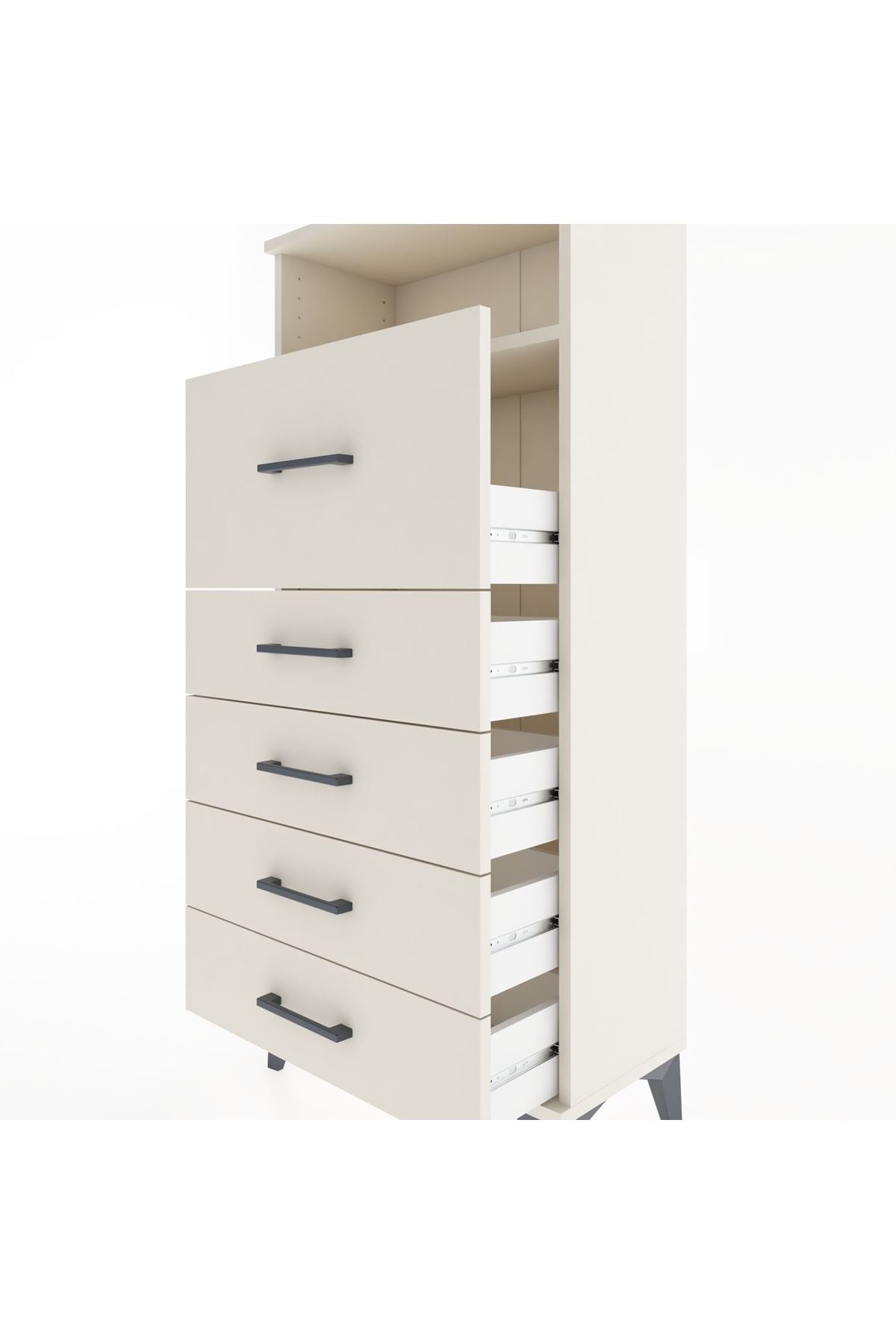 Hyperion Dolap Tek Raflı 5 Çekmeceli 60x44x134 - S50M019V1B