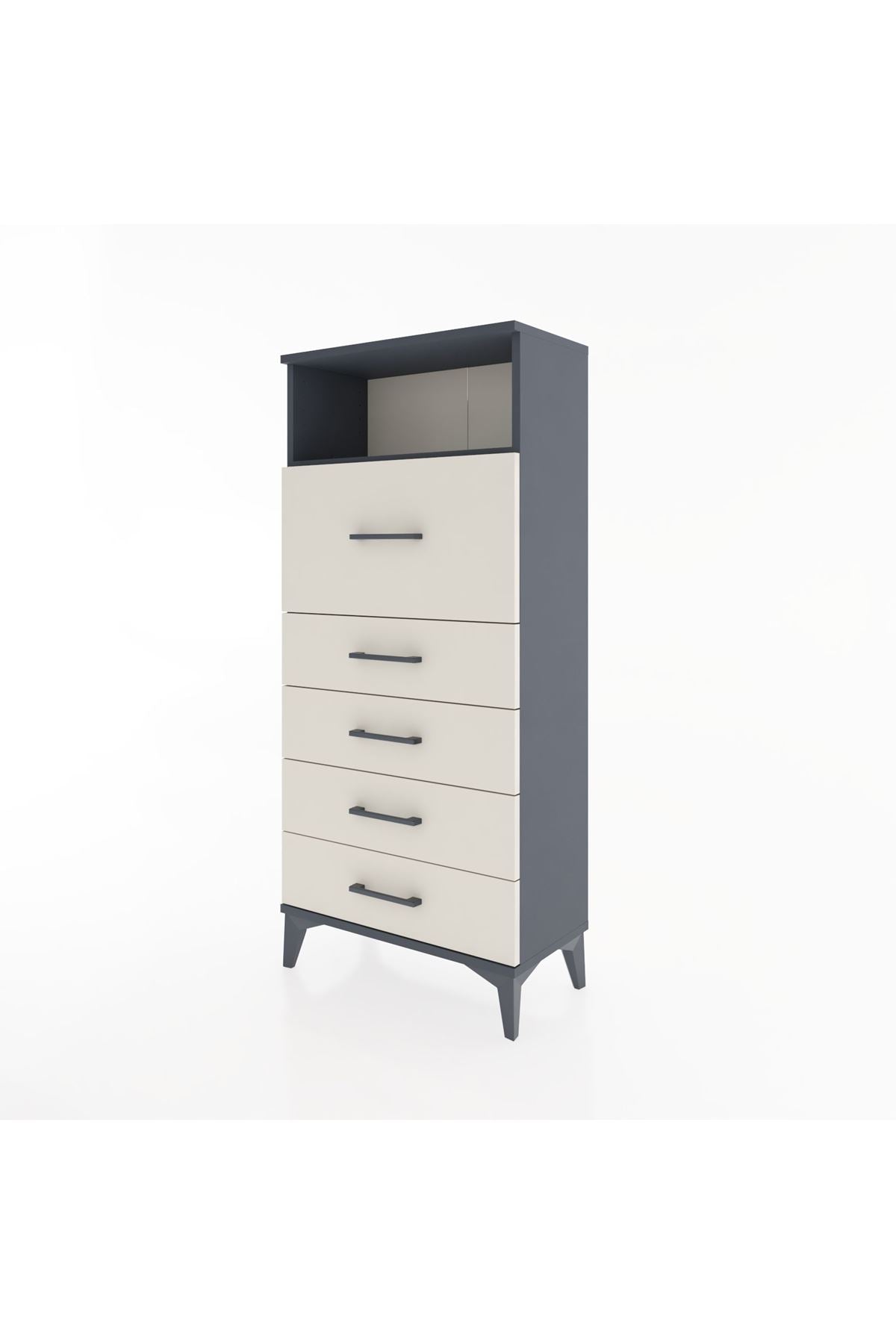 Hyperion Dolap Tek Raflı 5 Çekmeceli 60x44x134 - S50M019V4B