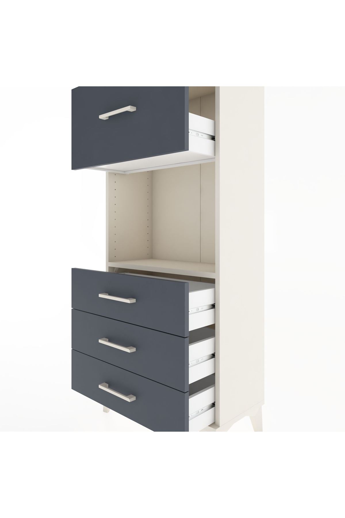 Hyperion Dolap Tek Raflı 4 Çekmeceli 60x44x134 - S50M027V2B