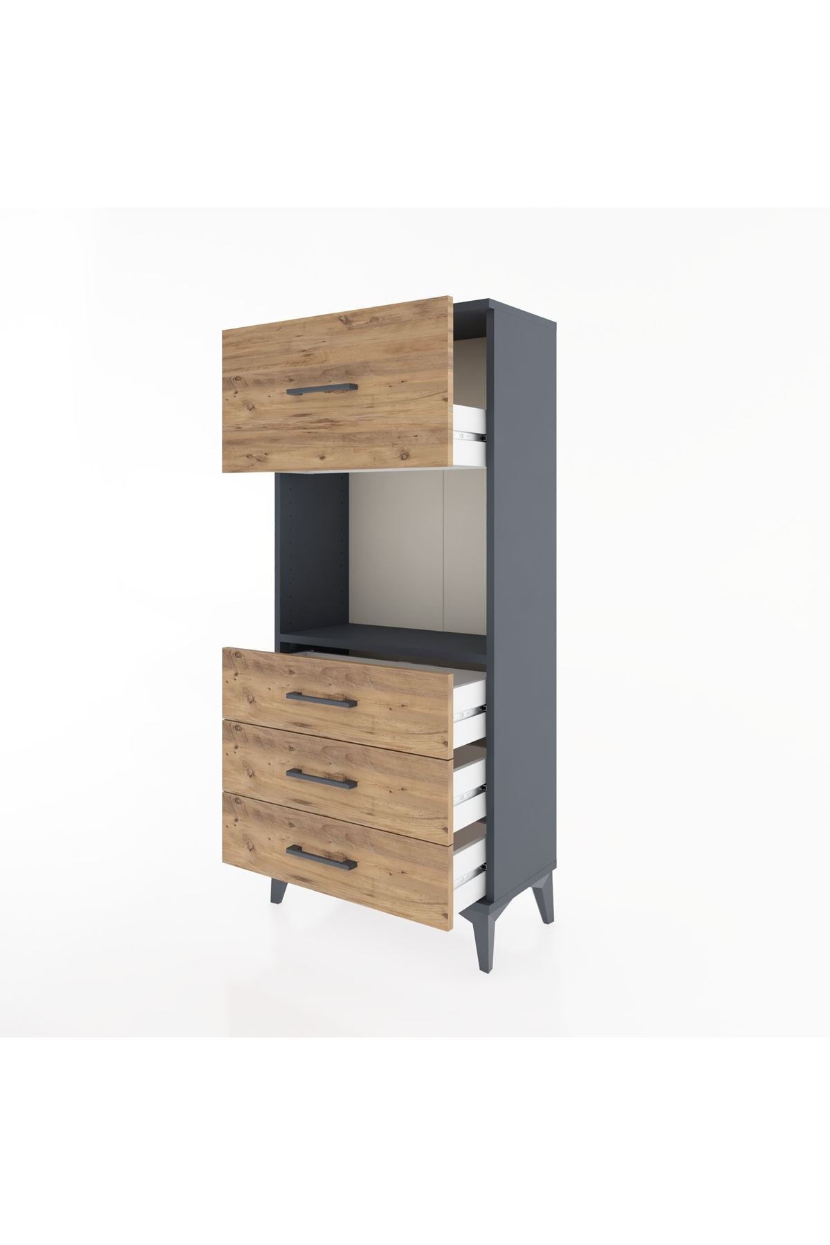 Hyperion Dolap Tek Raflı 4 Çekmeceli 60x44x134 - S50M027V6B