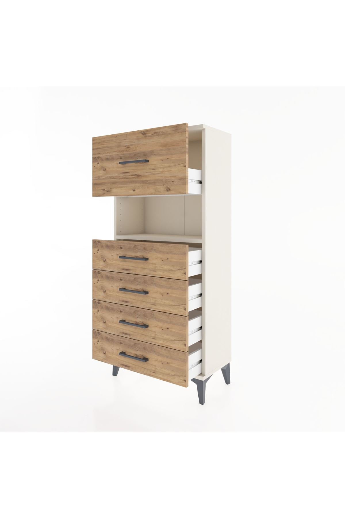 Hyperion Dolap Tek Raflı 5 Çekmeceli 60x44x134 - S50M029V3B