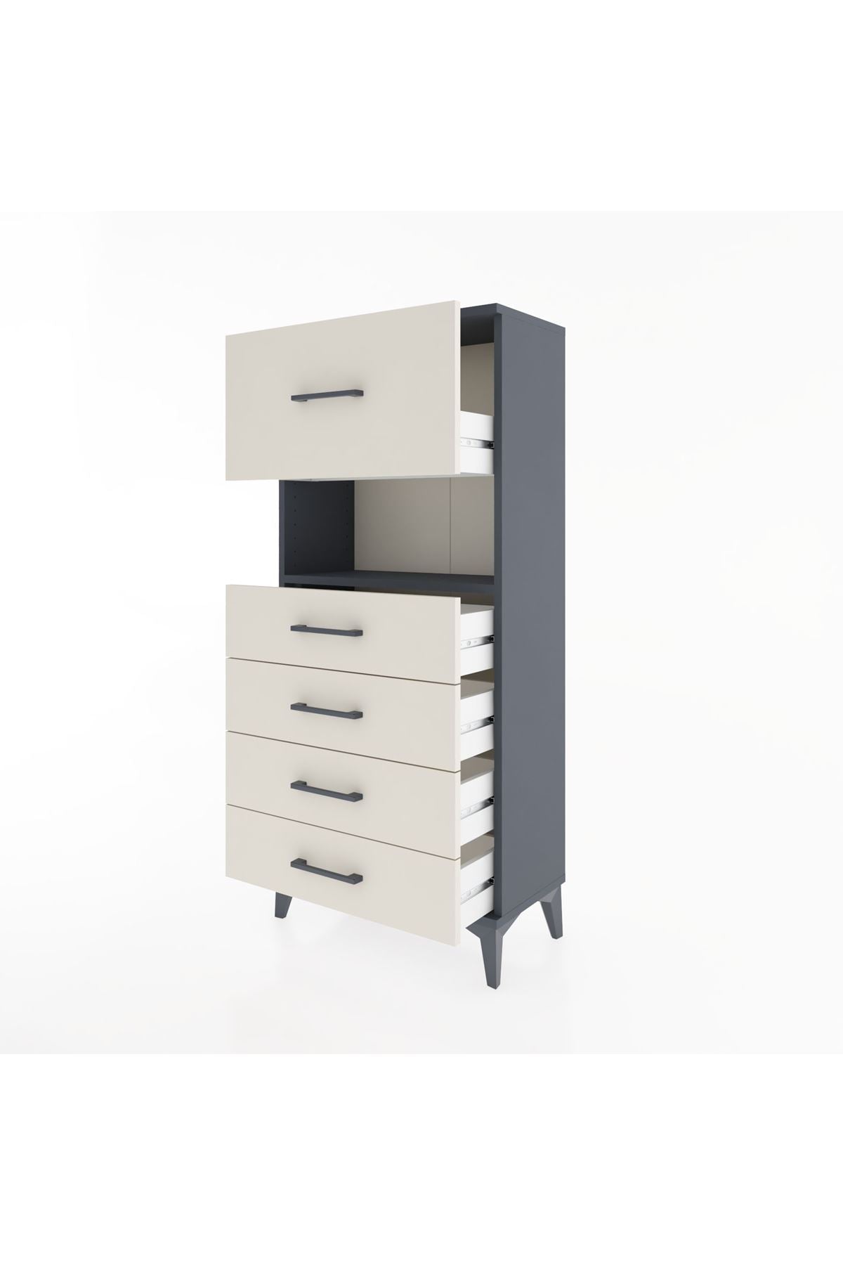 Hyperion Dolap Tek Raflı 5 Çekmeceli 60x44x134 - S50M029V4B