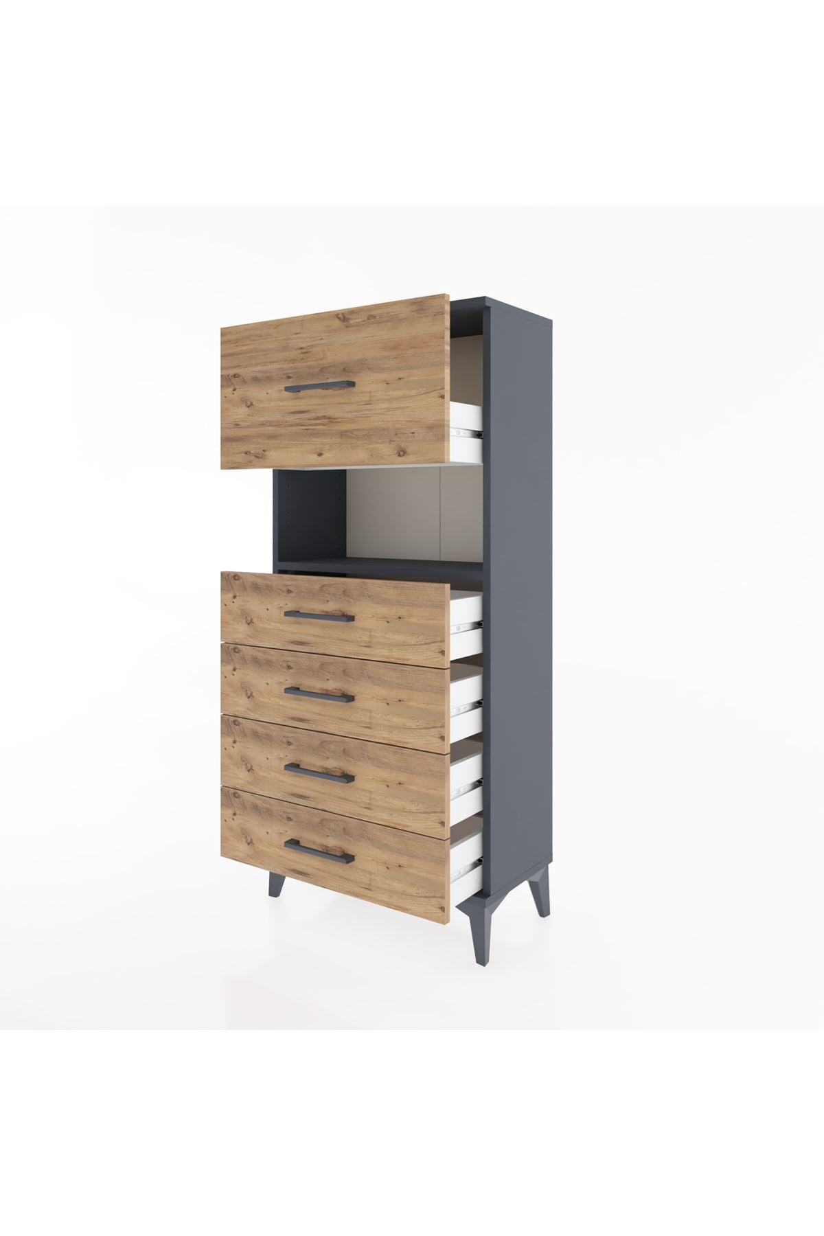 Hyperion Dolap Tek Raflı 5 Çekmeceli 60x44x134 - S50M029V6B
