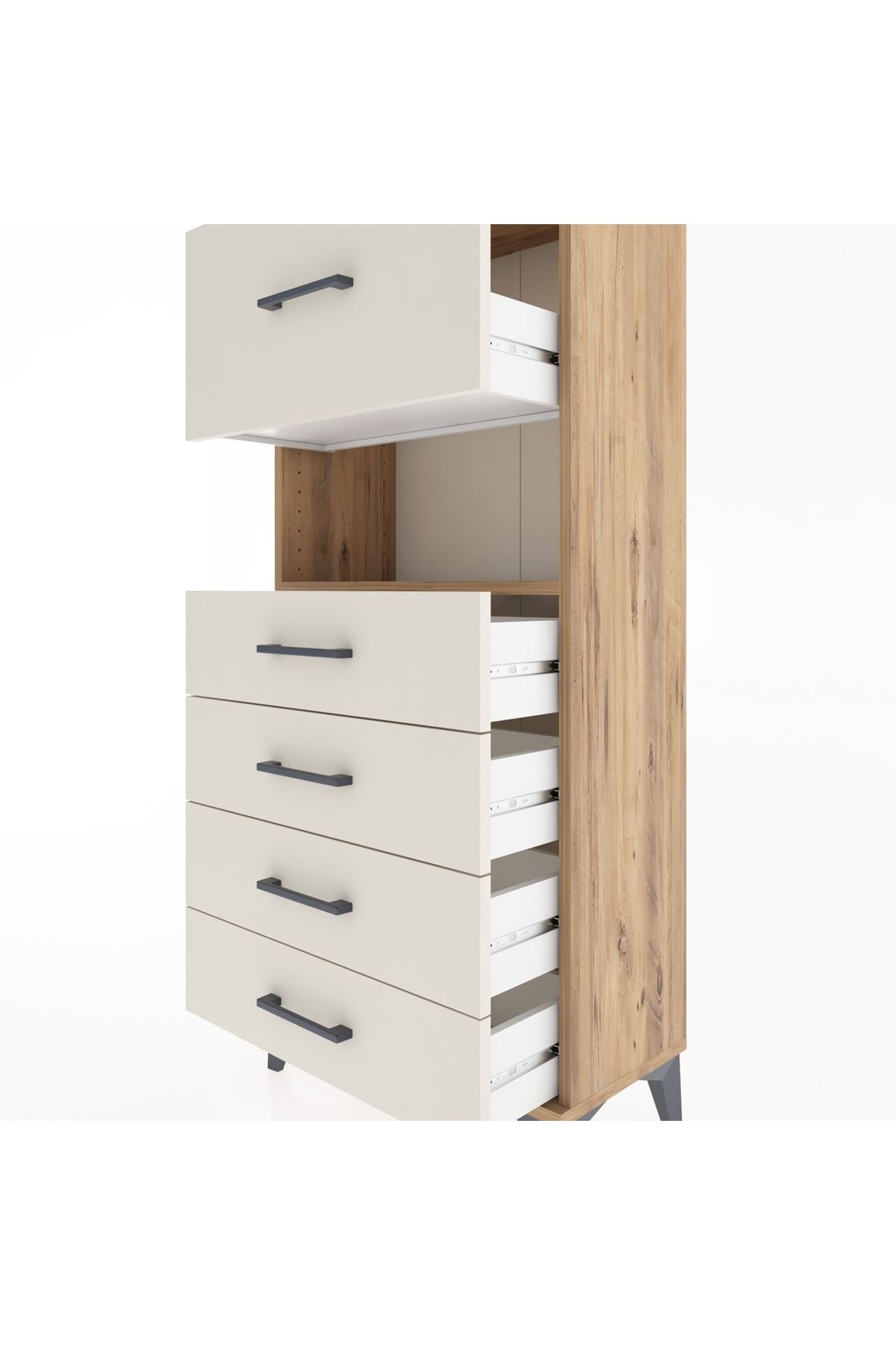 Hyperion Dolap Tek Raflı 5 Çekmeceli 60x44x134 - S50M029V7B