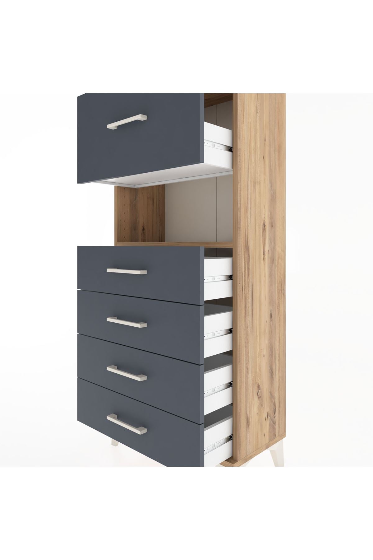 Hyperion Dolap Tek Raflı 5 Çekmeceli 60x44x134 - S50M029V8B