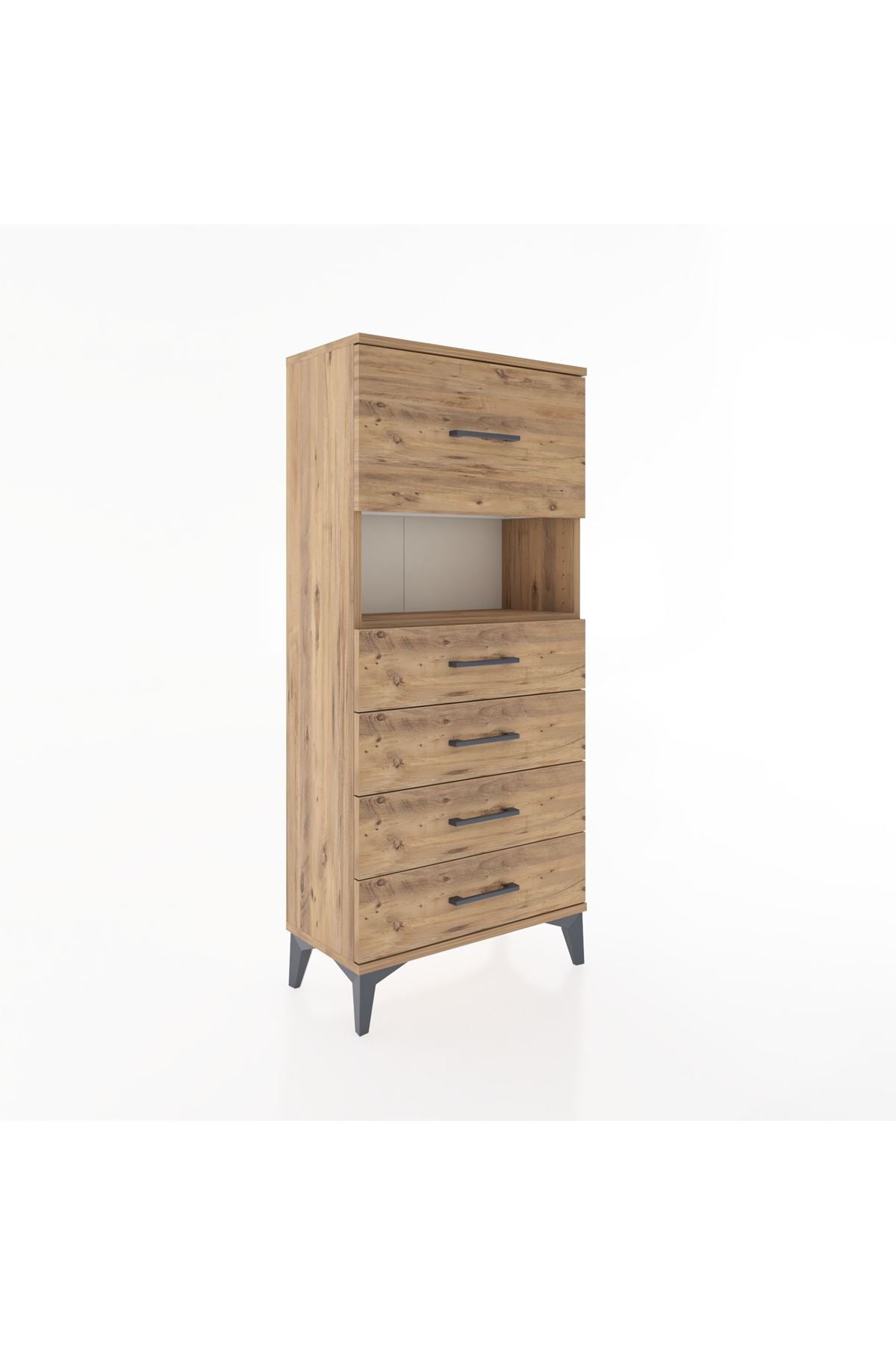 Hyperion Dolap Tek Raflı 5 Çekmeceli 60x44x134 - S50M029V9B
