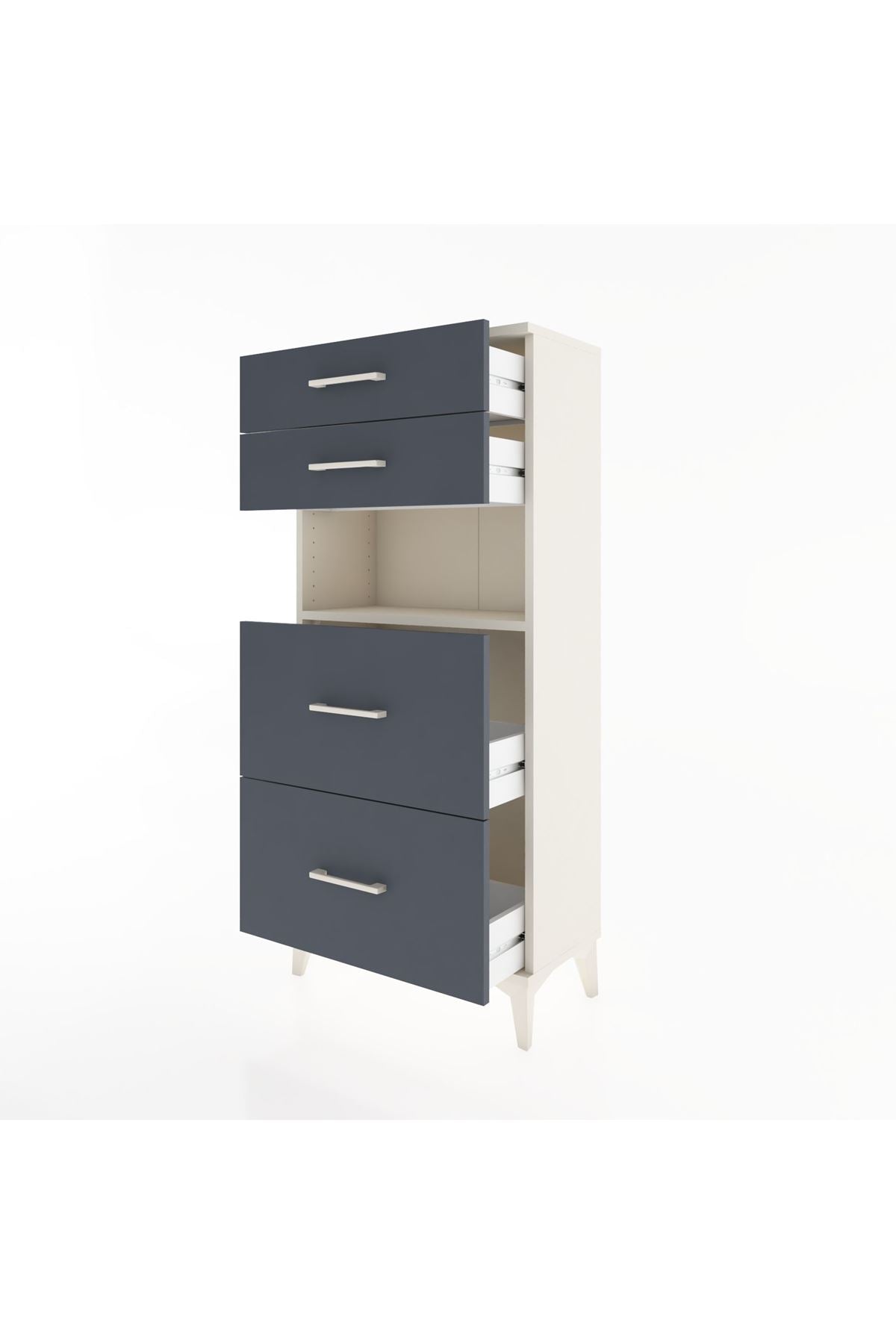 Hyperion Dolap Tek Raflı 4 Çekmeceli 60x44x134 - S50M035V2B