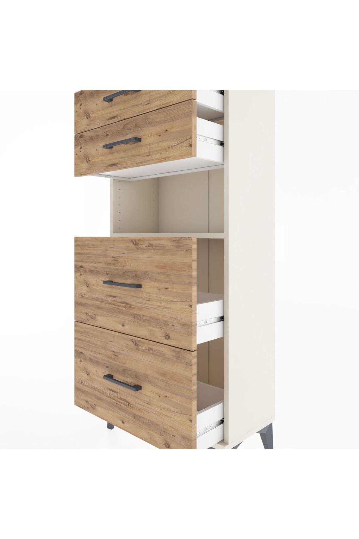 Hyperion Dolap Tek Raflı 4 Çekmeceli 60x44x134 - S50M035V3B