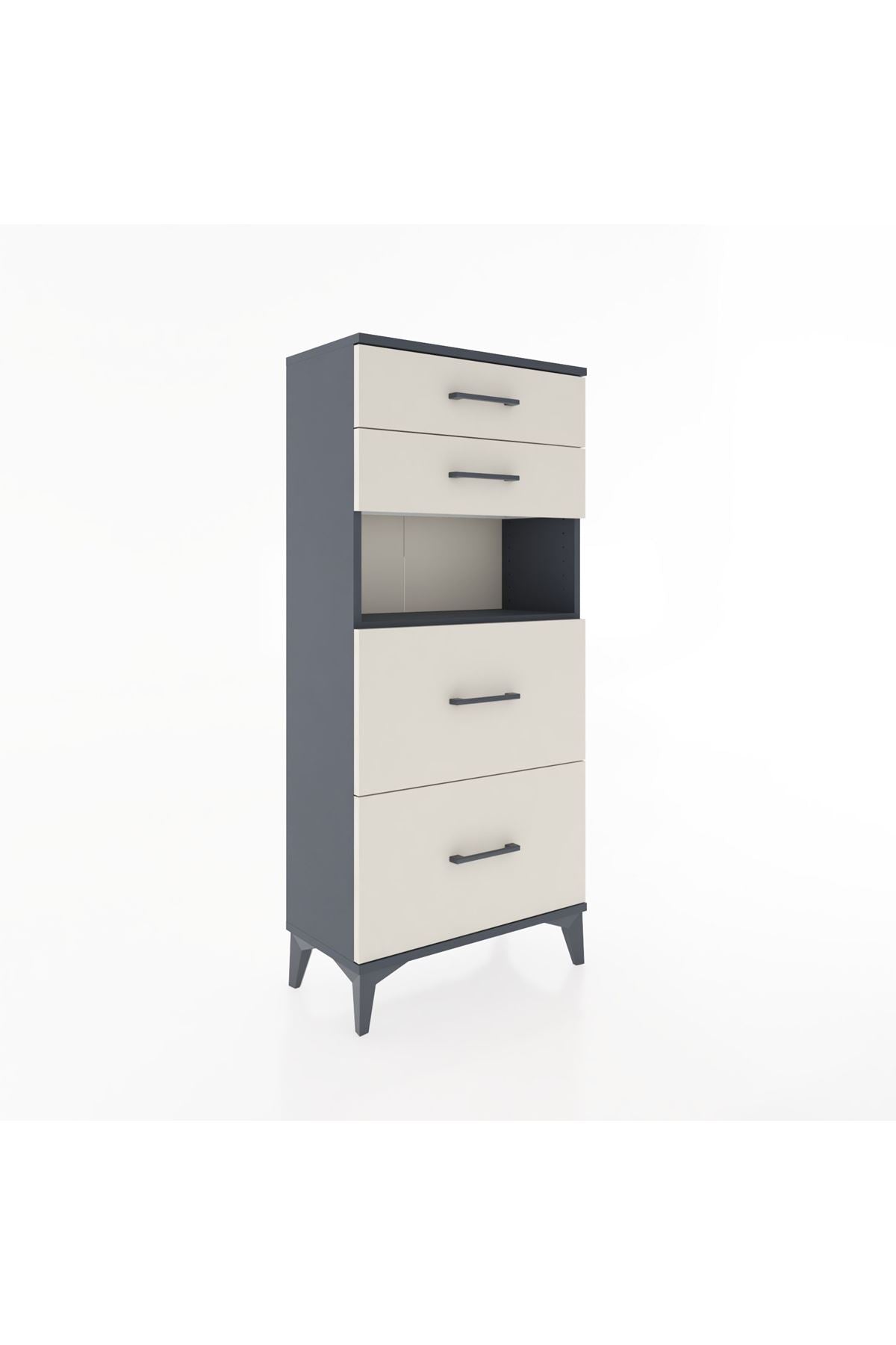 Hyperion Dolap Tek Raflı 4 Çekmeceli 60x44x134 - S50M035V4B