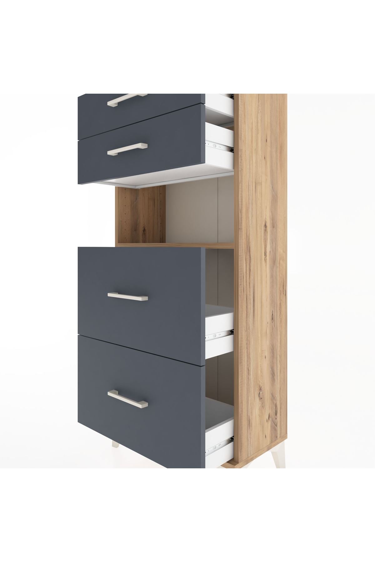 Hyperion Dolap Tek Raflı 4 Çekmeceli 60x44x134 - S50M035V8B