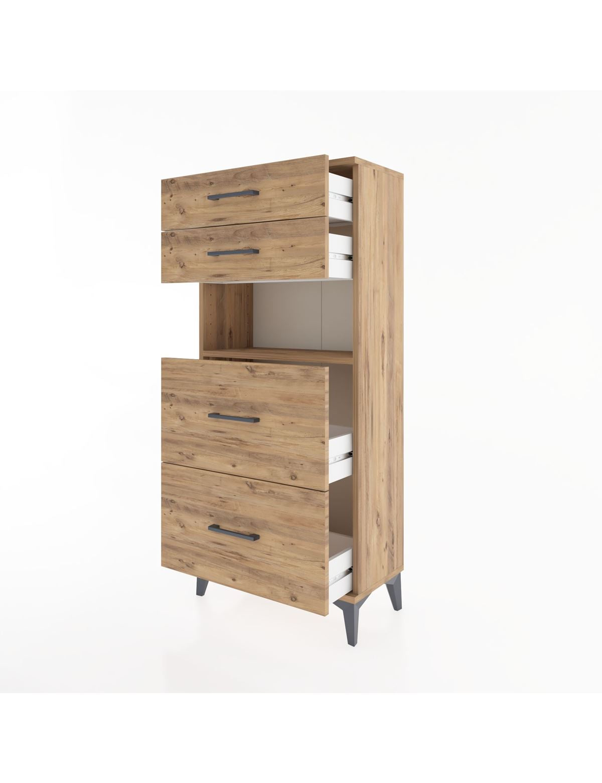 Hyperion Dolap Tek Raflı 4 Çekmeceli 60x44x134 - S50M035V9B