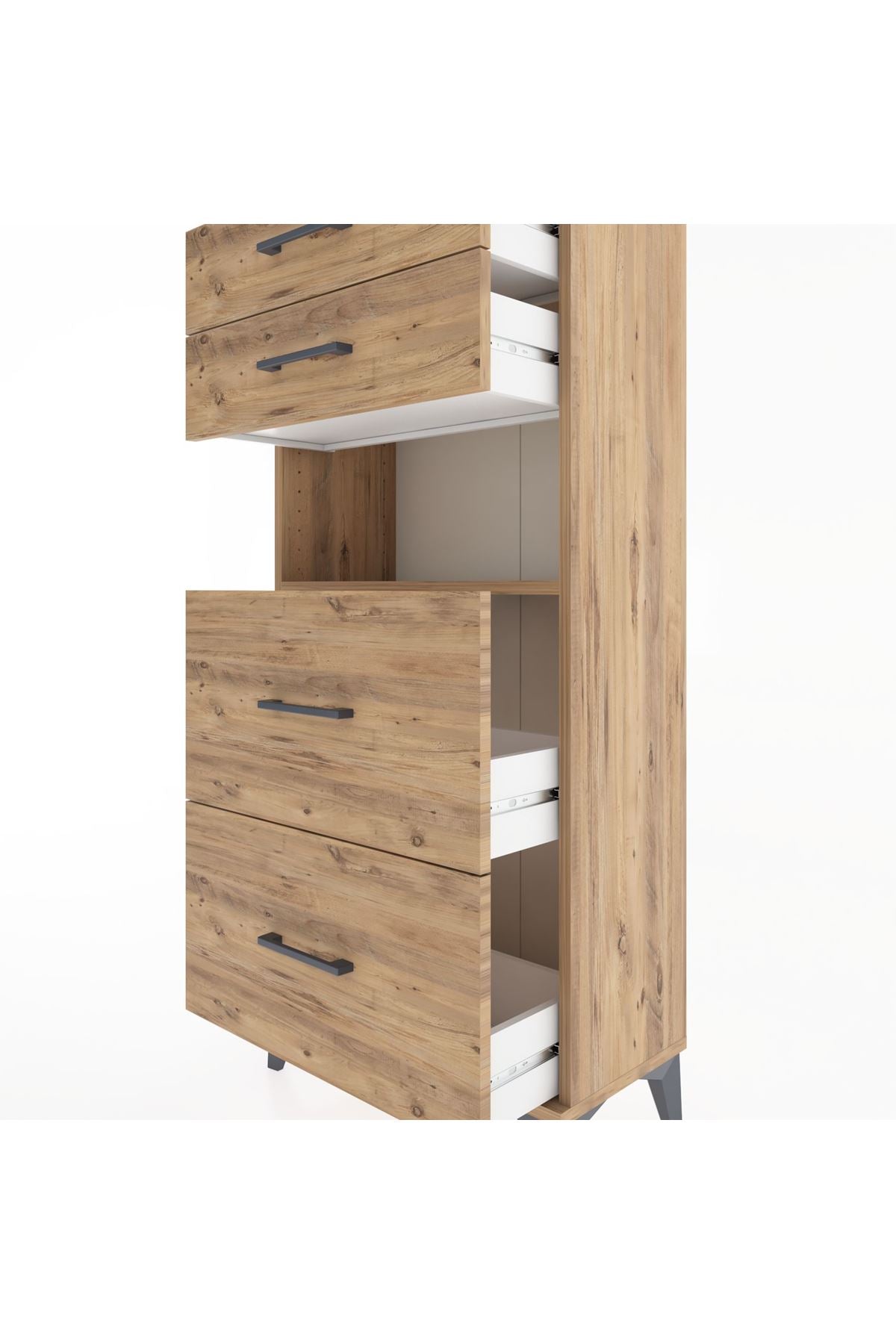 Hyperion Dolap Tek Raflı 4 Çekmeceli 60x44x134 - S50M035V9B