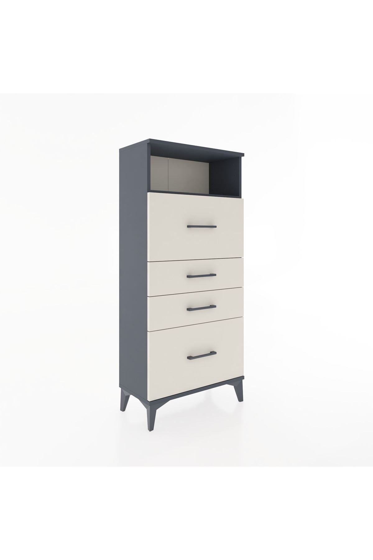 Hyperion Dolap Tek Raflı 4 Çekmeceli 60x44x134 - S50M036V4B